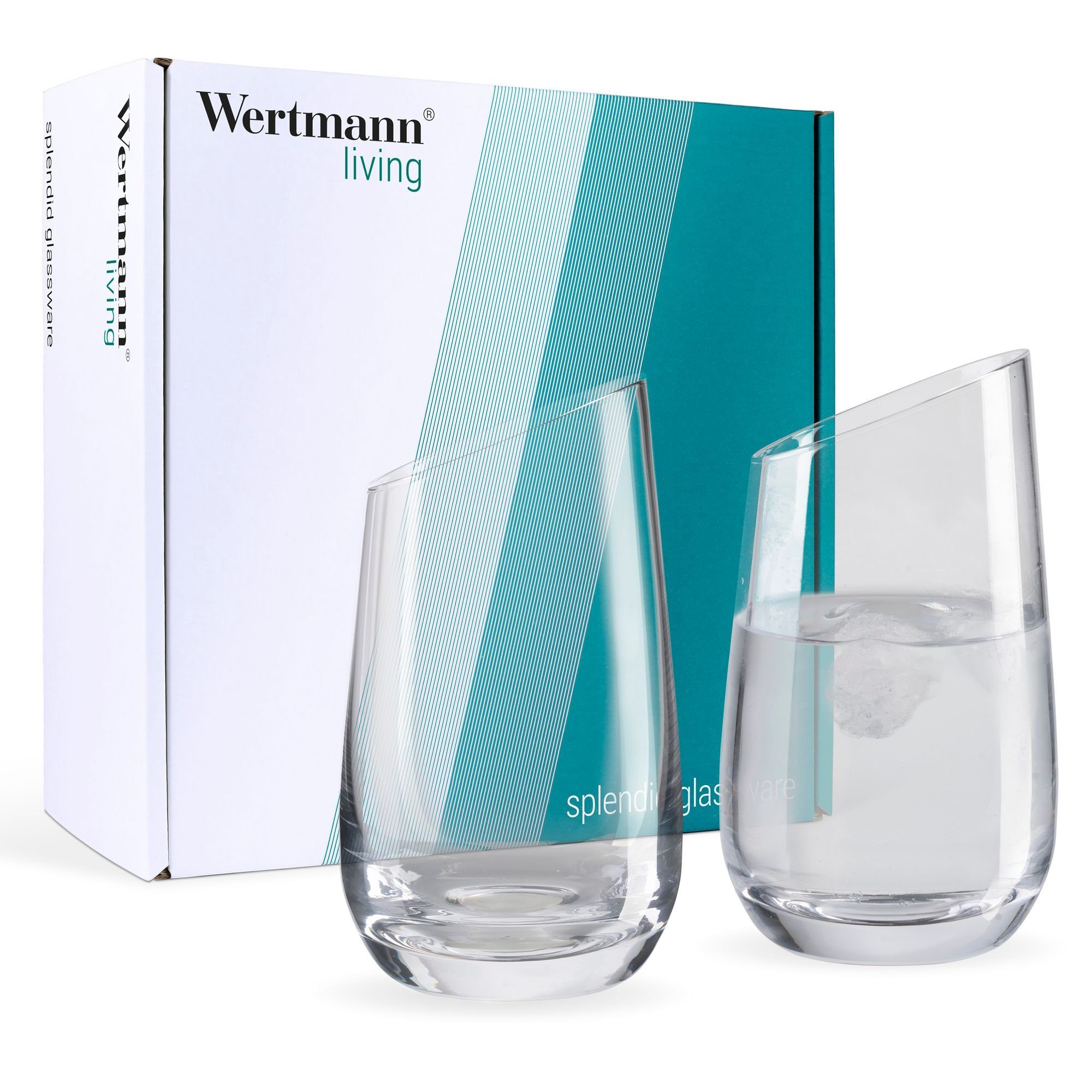 Wertmann Living Glas Wertmann-living 2er Set Gläser Longdrink - besondere Form mit schrägem Rand | Gläser