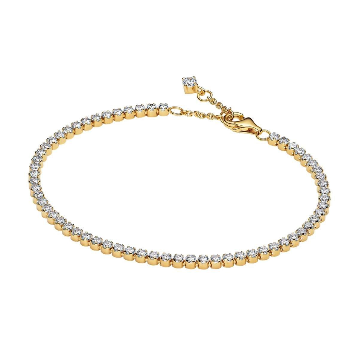 Pandora Tennisarmband 563927C01, für Damen Goldfarben Zirkonia