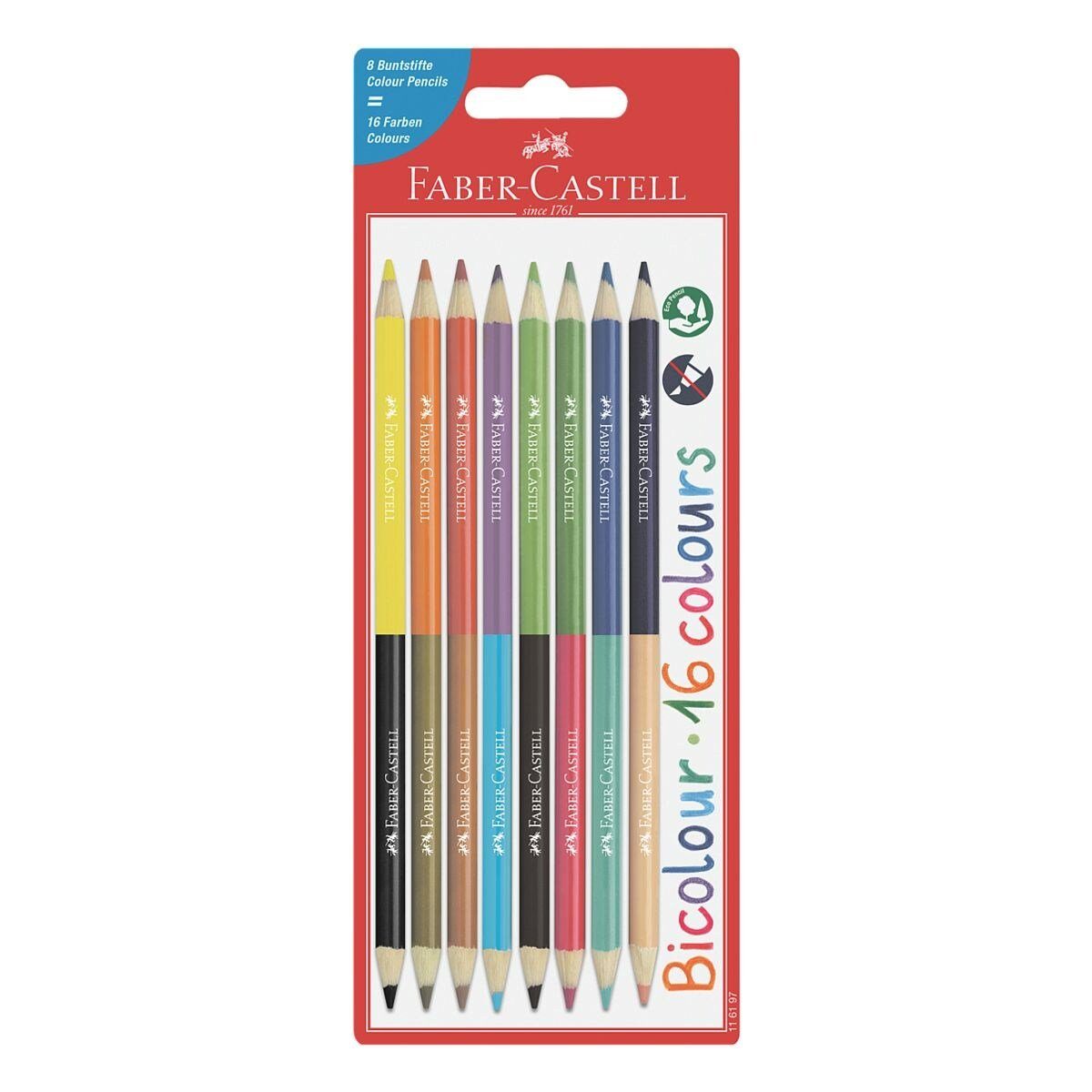 Faber-Castell Buntstift Bicolor, (8-tlg), 16 Farben