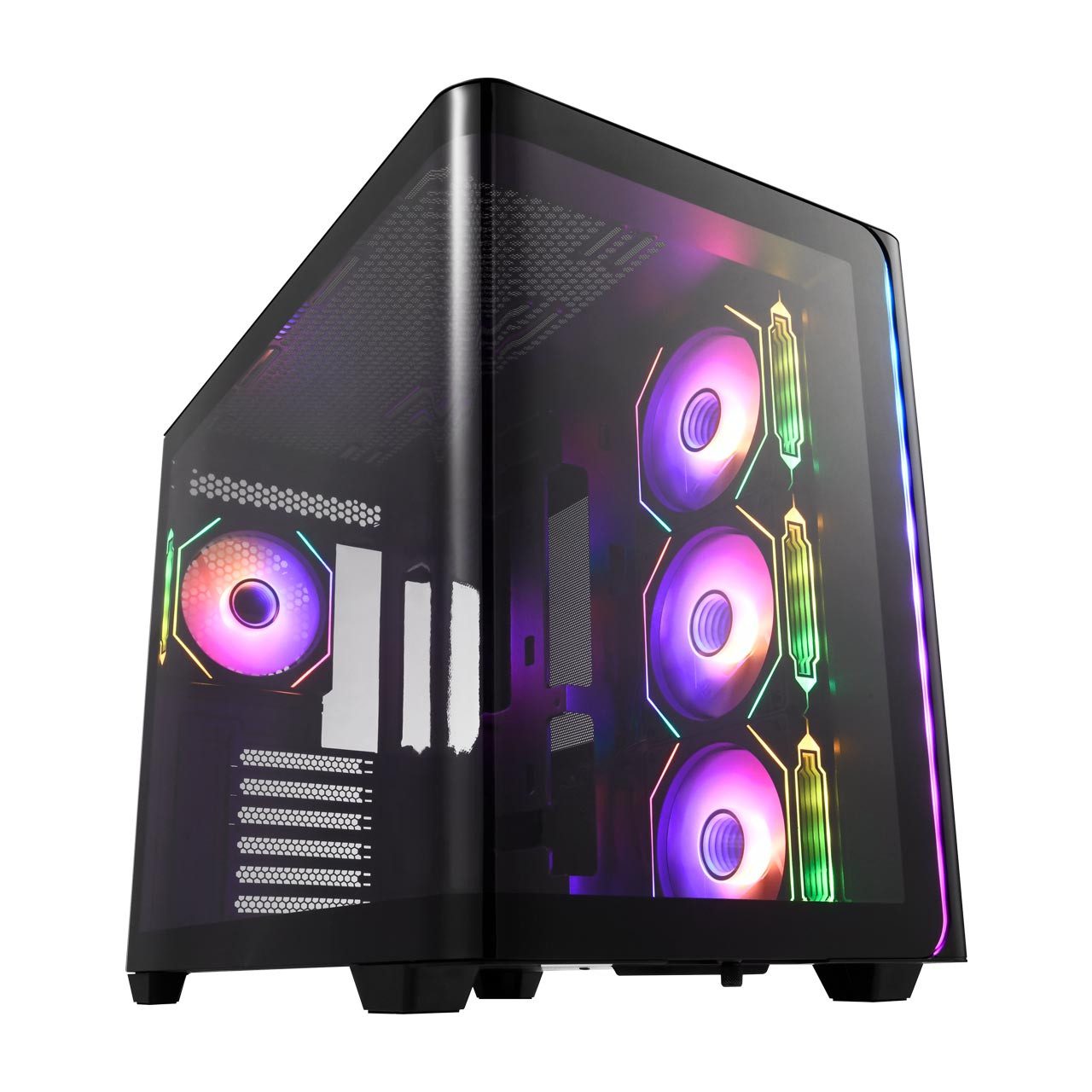FSP PC-Gehäuse M580, Tower-Gehäuse schwarz, Tempered Glass x 2