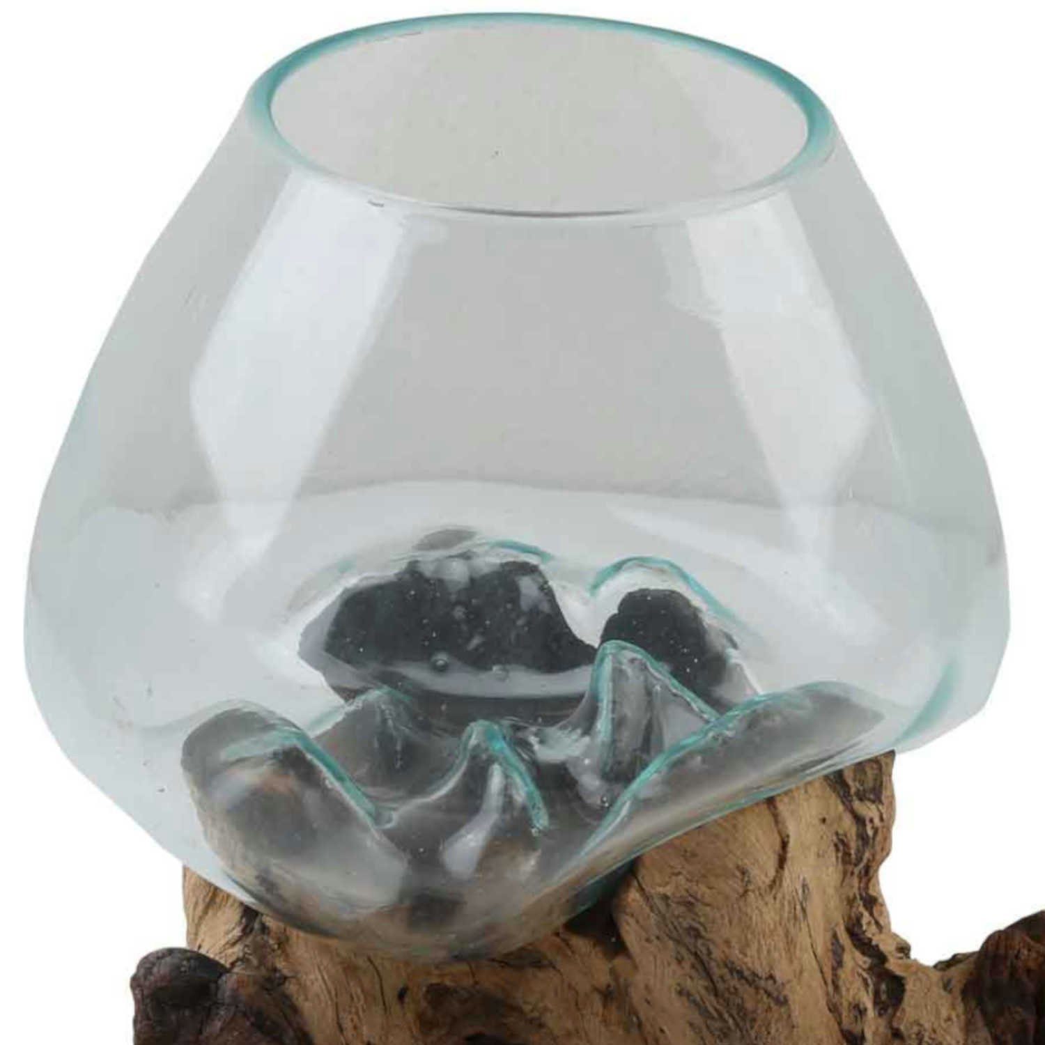 Casa Moro Dekovase Wurzel ein Holz, - garantiert Couchtisch Recycling Vase Wurzel Esszimmer aus Teak Glas auf Jede Glas Pur (einzigartige Deko), & Ø 20cm Vase ist auf Tisch Wurzelholz Unikat Wohn Kunsthandwerk Glasvase