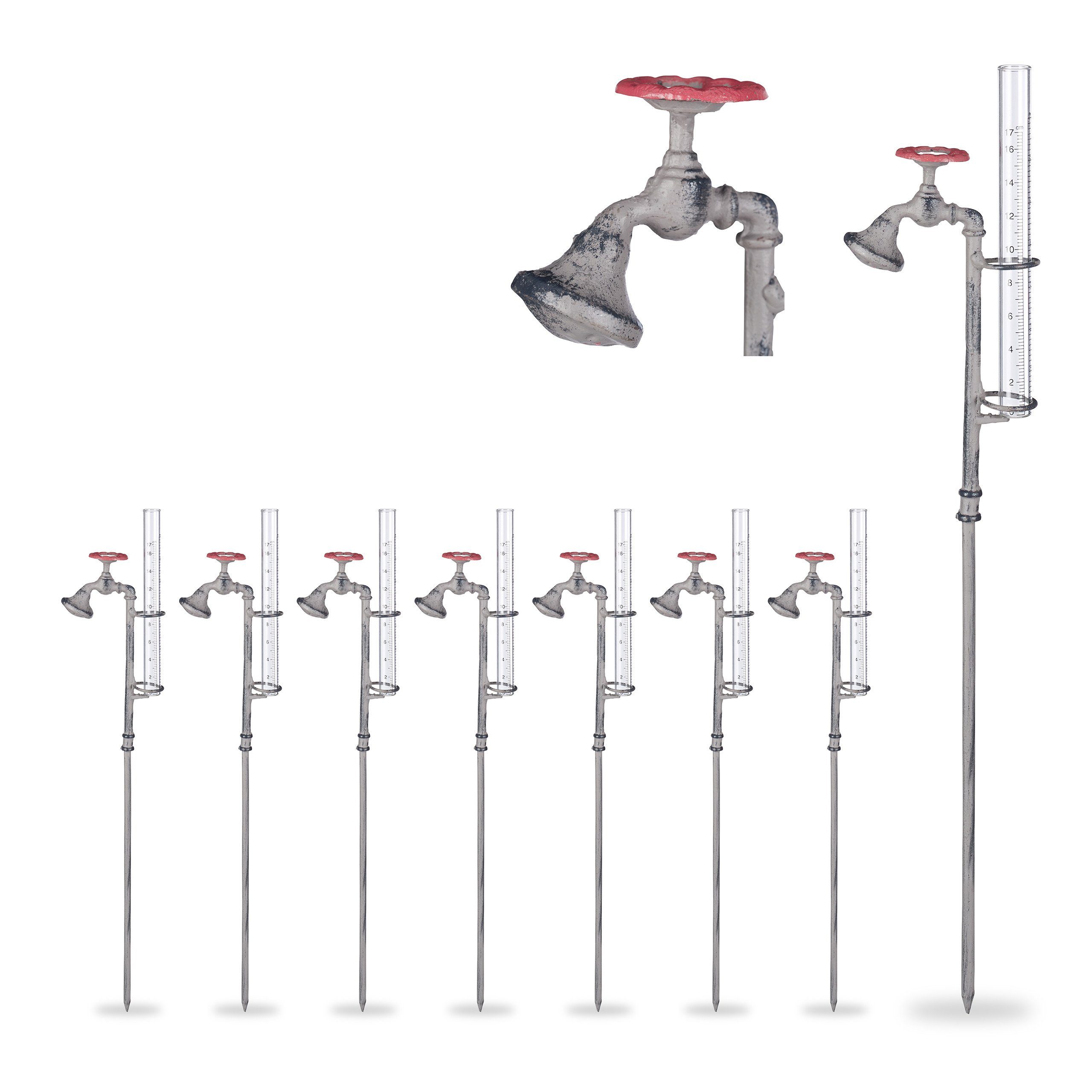 Gartenstecker 8 x Regenmesser Wasserhahn