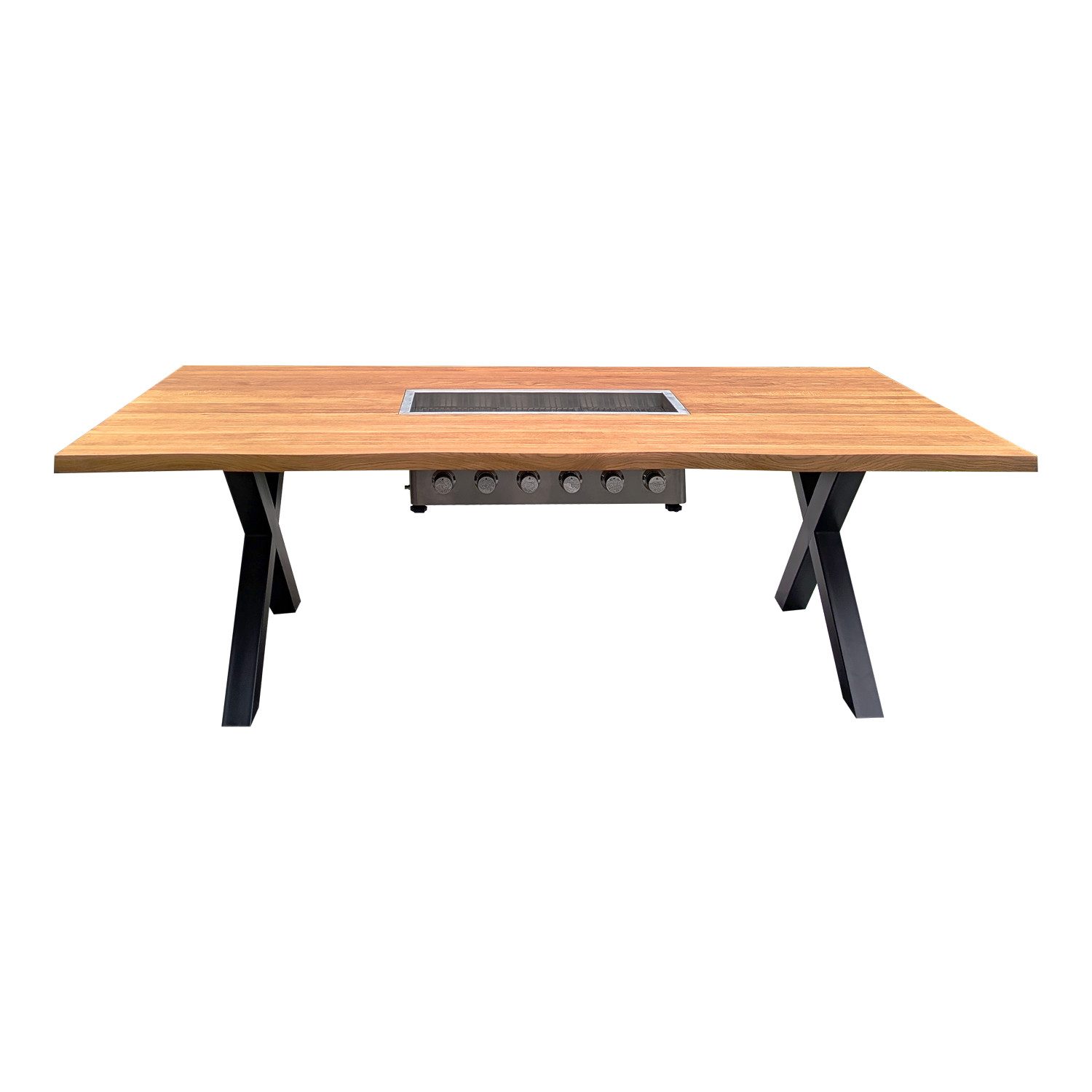 Mesa Dos Gartentisch Grilltisch mit 6 Brennern & Massivholzplatte (110 cm breit, wahlweise 200–240 cm lang), Innovativ - Эко-товар – Hochwertig