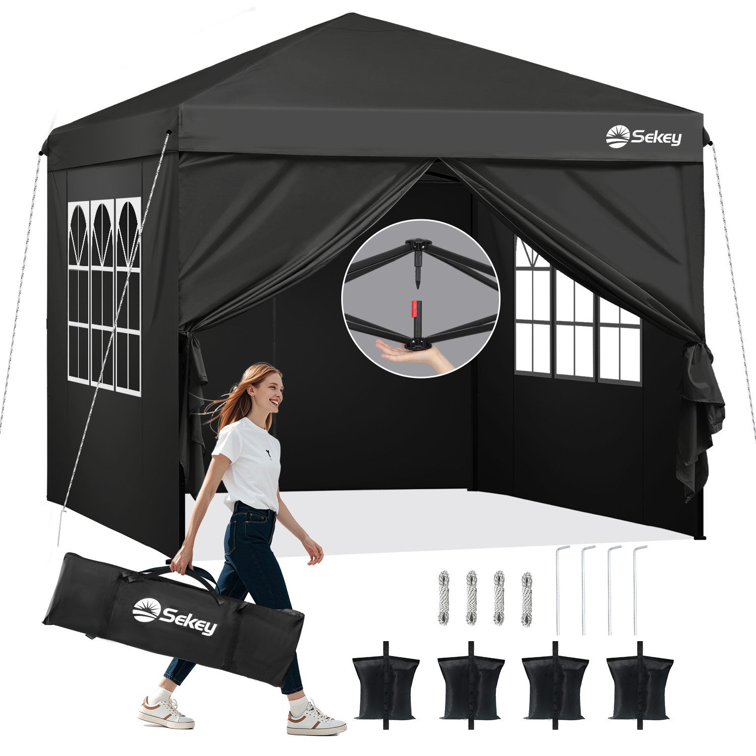 Sekey Faltpavillon 3x3 m Gartenpavillon mit günstig online kaufen
