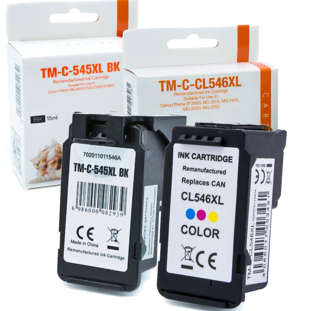 Gigao Kompatibel Canon PG-545 XL, CL-546 XL Multipack 4-Farben (Schwarz, Tintenpatrone | Tintenpatronen