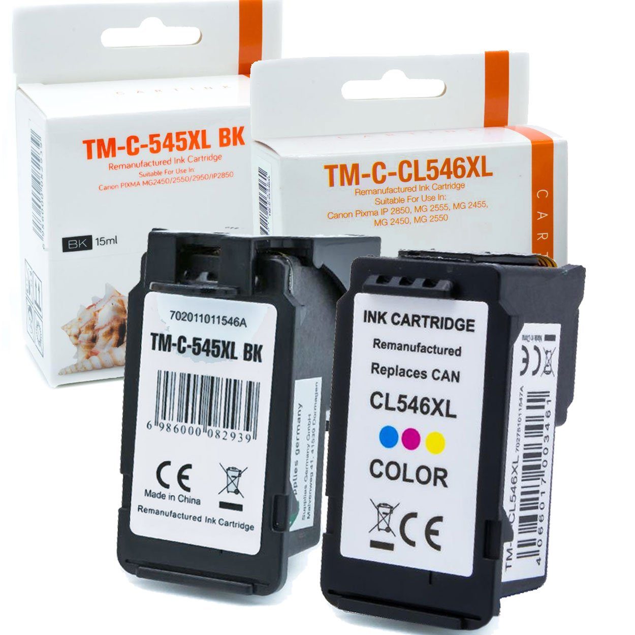 Kompatibel Canon PG-545 XL, CL-546 XL Multipack 4-Farben (Schwarz, Tintenpatrone (3355)