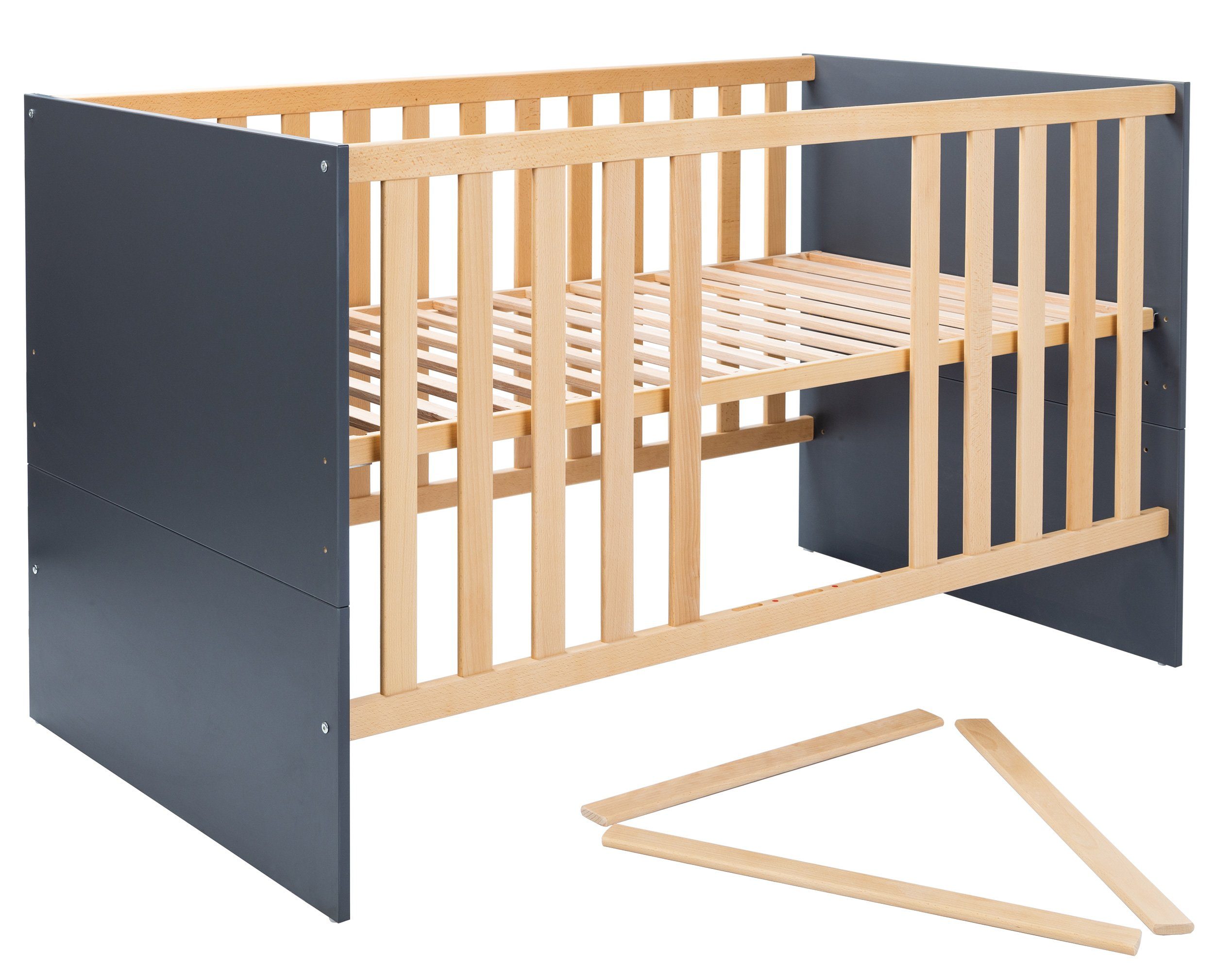 arthur berndt Babyzimmer-Komplettset Babyzimmer-Set »Alessio« 3-teilig, Anthrazit mit Eiche Artisan Dekor, (Set)