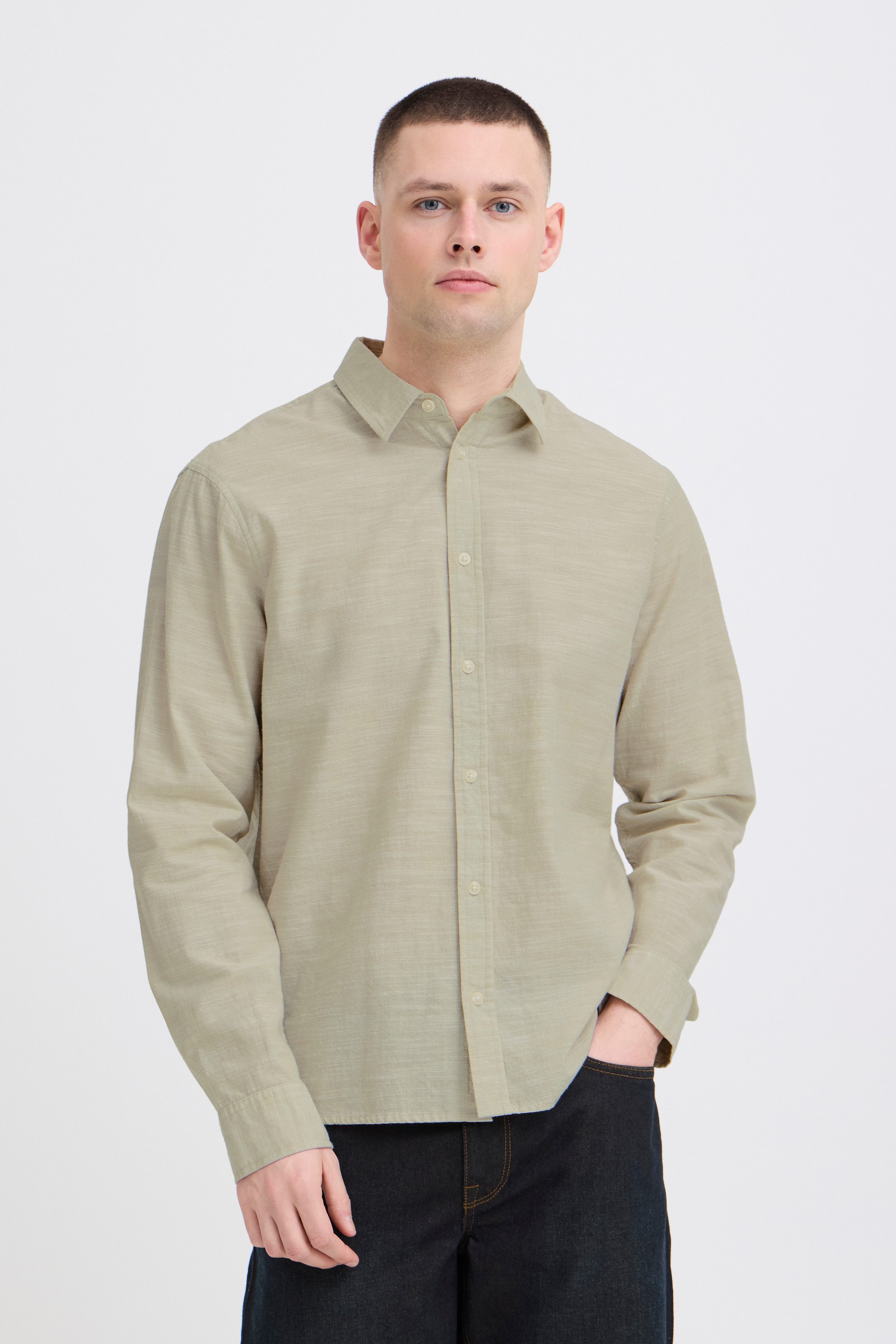 Blend Langarmhemd BHDARIS SLUB L/S Regular Fit, aus Baumwolle, mit Knopfleiste