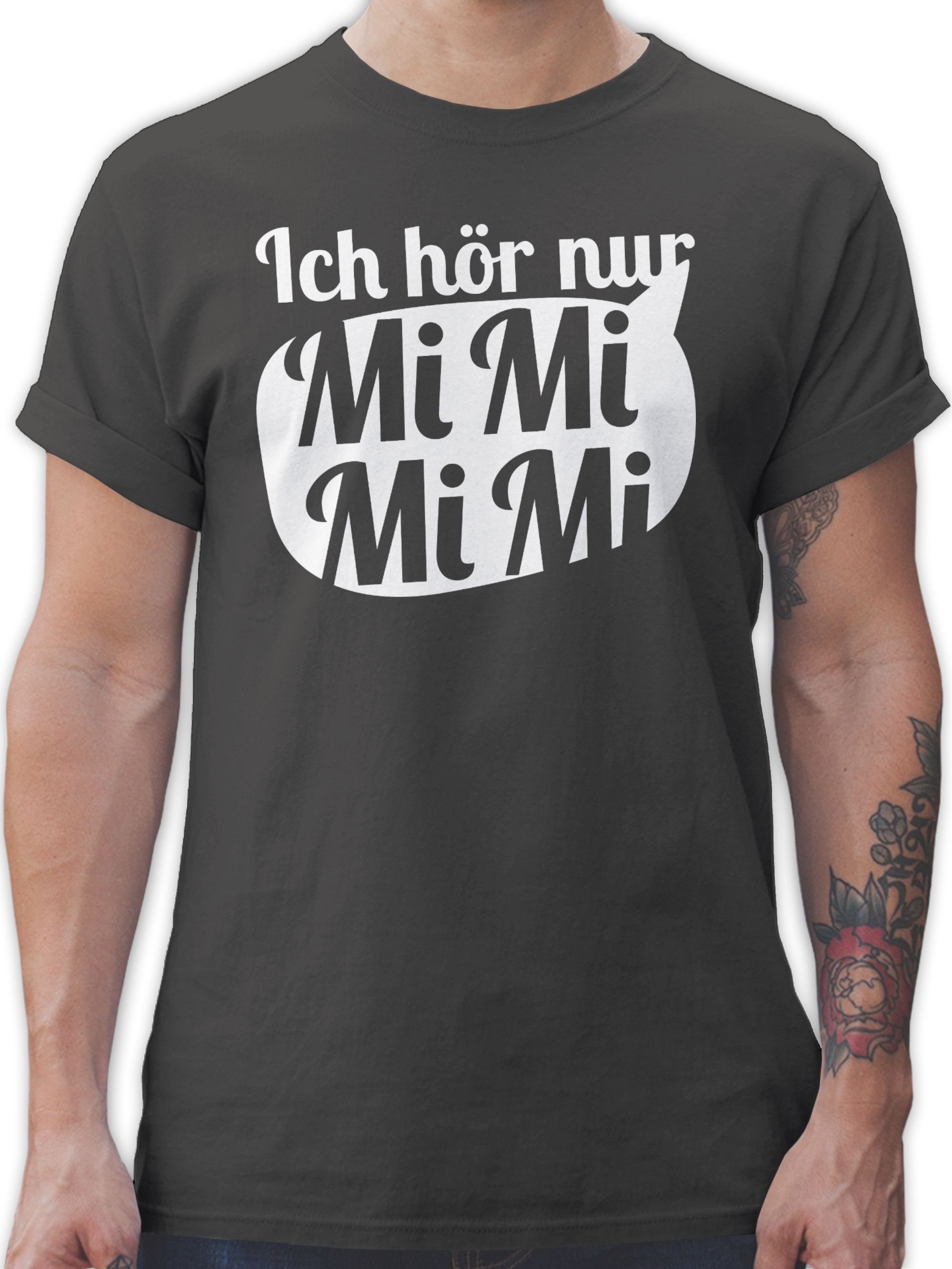 Shirtracer T-Shirt Ich hör nur MIMIMI mit Sprechblase - weiß Sprüche Statement mit Spruch 2 Dunkelgrau