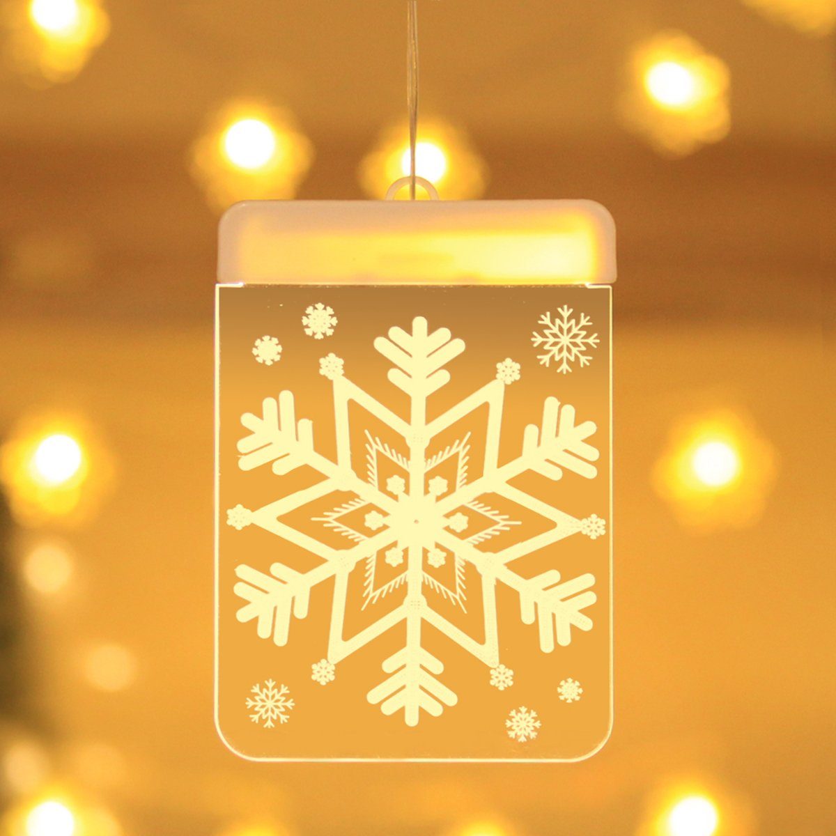 Rosnek Beleuchtetes Fensterbild 3D-Effekt, hängend, für Weihnachten Store Glas Wand Deko, Fensterdekoration Lichter; Weihnachtsmann Schneeflocke Baum Schneemann