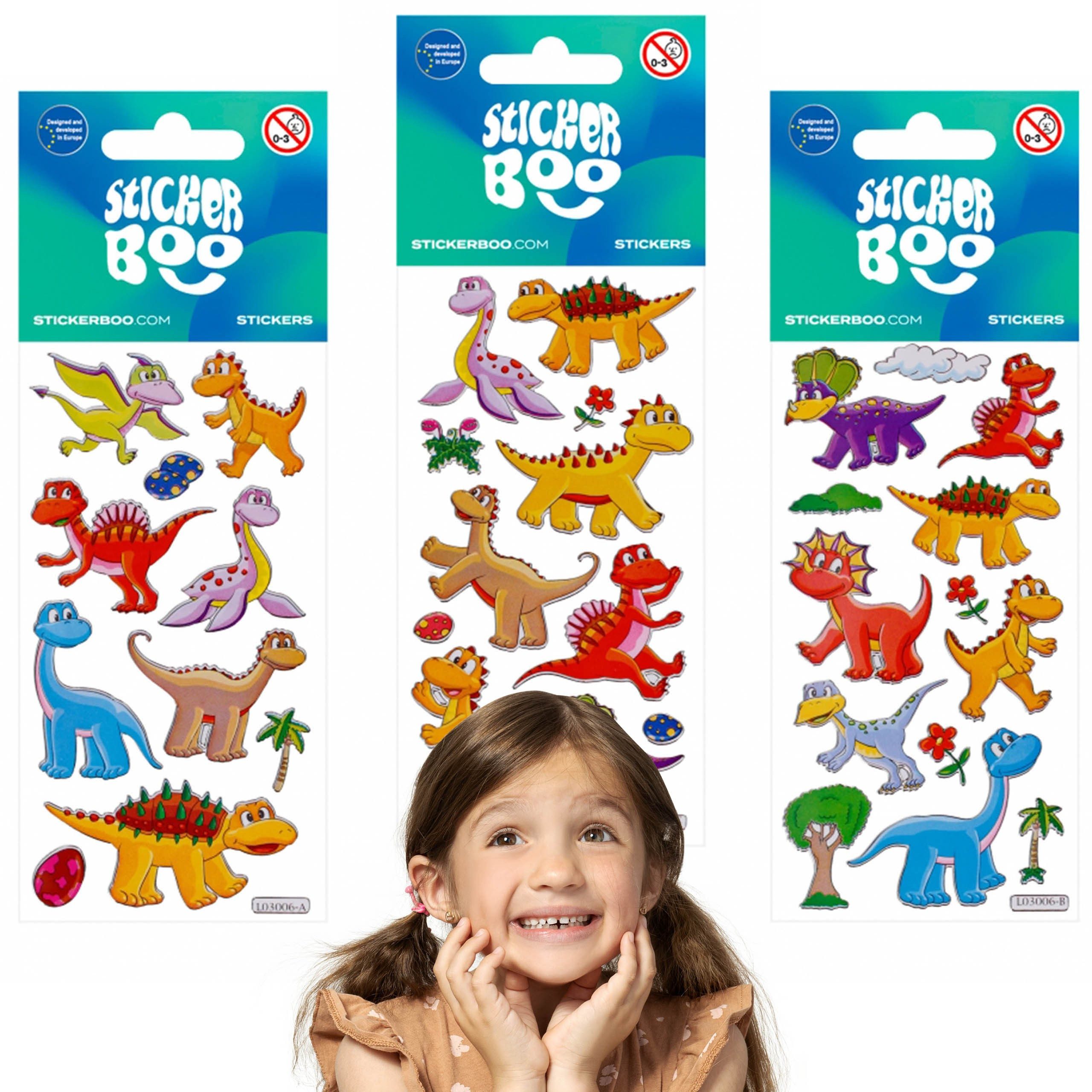 Sarcia.eu Sticker Sticker-Set für Kinder, bunte Dinosaurier, Aufkleber