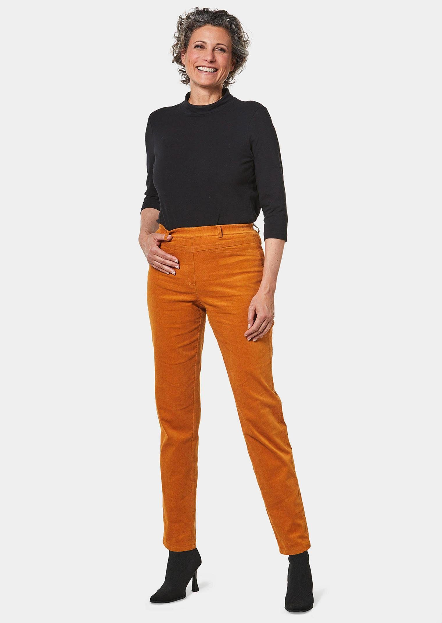 GOLDNER Schlupfhose Supersofte Cordhose LOUISA mit aufwendiger Schnittführung