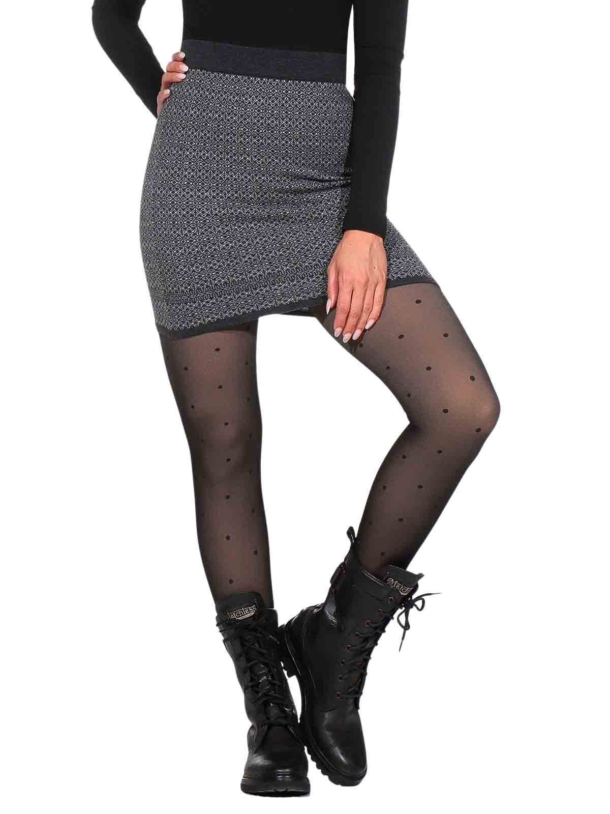 KUNST UND MAGIE Strickrock Bunter Strickrock kurz aus weicher Merinowolle Feinstrick Boho Mini – Bild 3 von 5