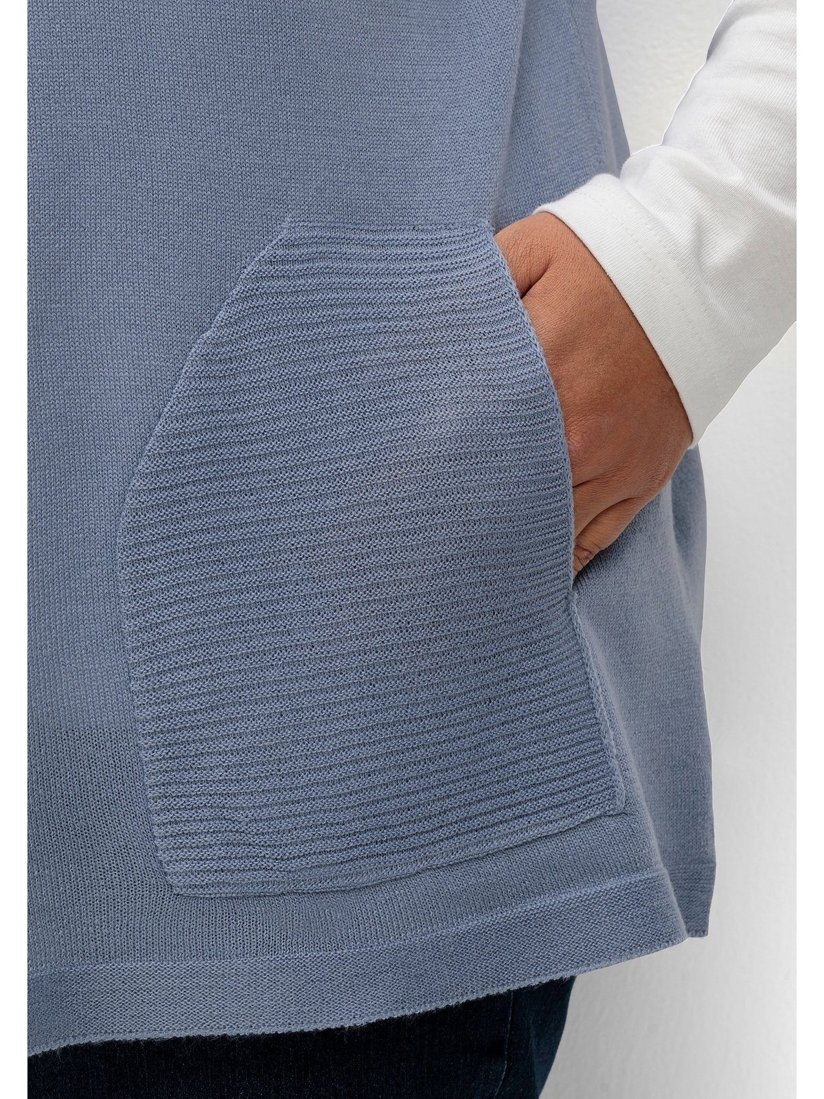 Form, Strickweste Taschen offener Große taubenblau in mit Sheego Größen