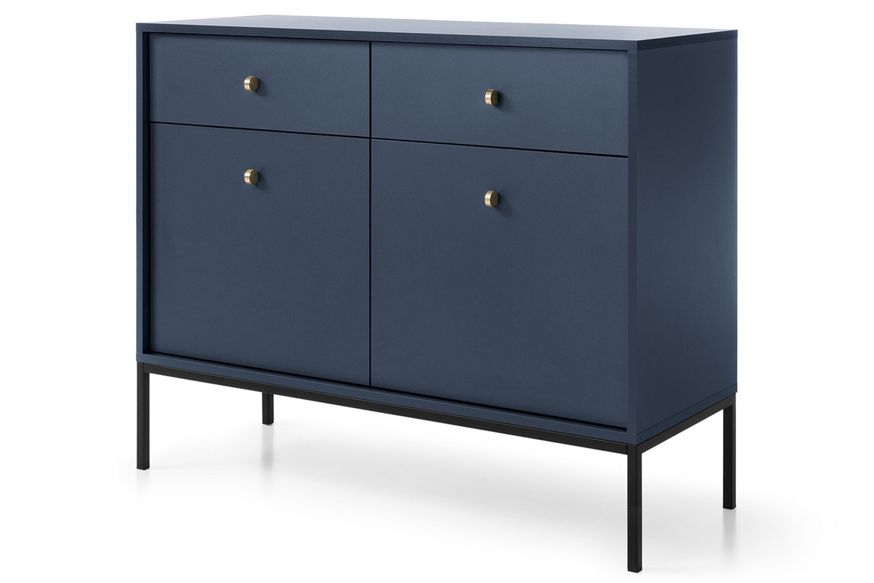 KONSIMO® Kombikommode GEMMA Kommode, hergestellt in der EU, Blau Schubladenschrank, 2 Türen und 2 Schubladen, Höhe 104 cm
