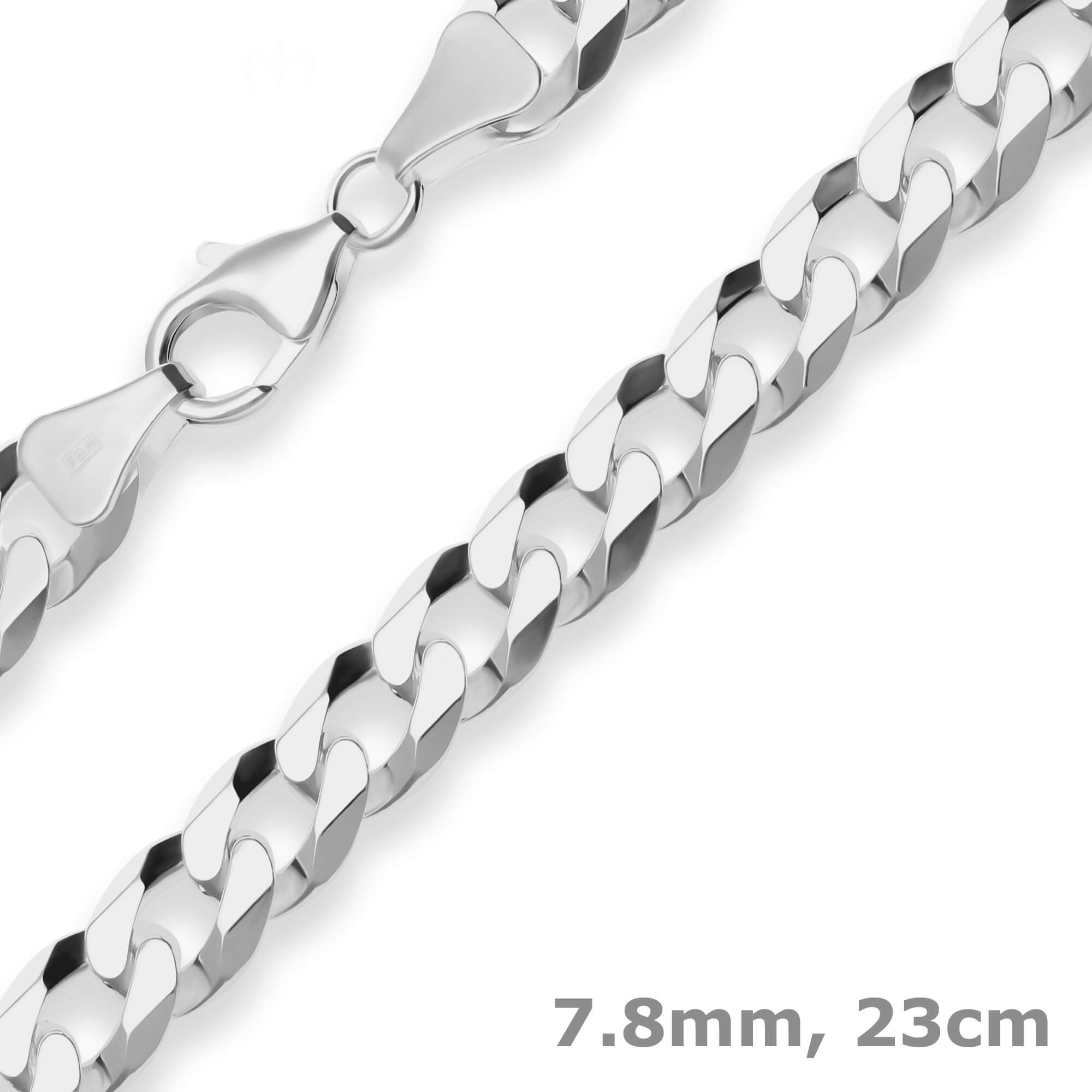 Schmuck Krone Panzerarmband 7,8mm Armband Panzerkette aus 925 Silber 23cm, Silber 925