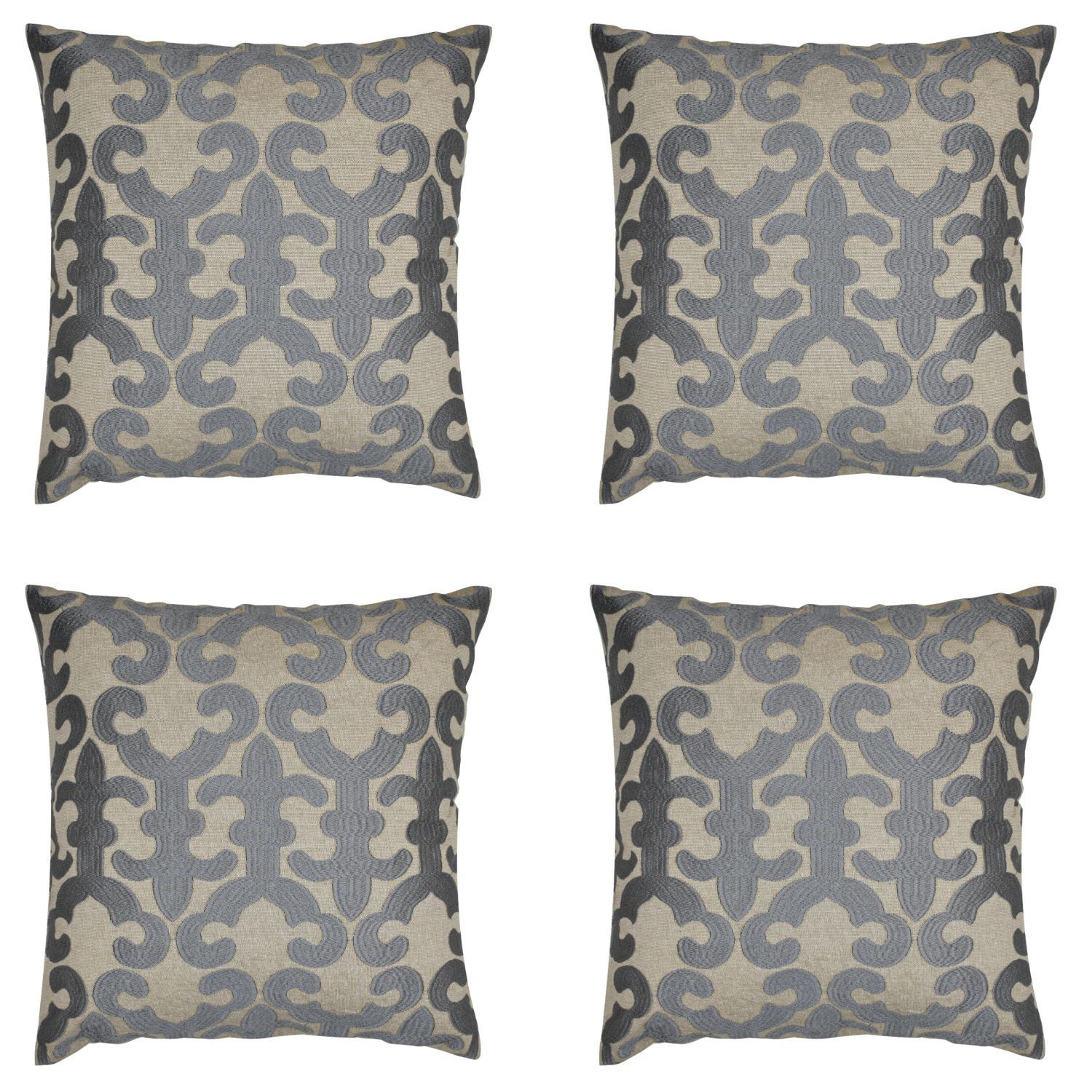 Marrakesch Orient & Mediterran Interior Zierkissen 4er Set Boho Kissenbezug Kayon orientalisch aus Baumwolle, Grau 40 cm, (4 St)