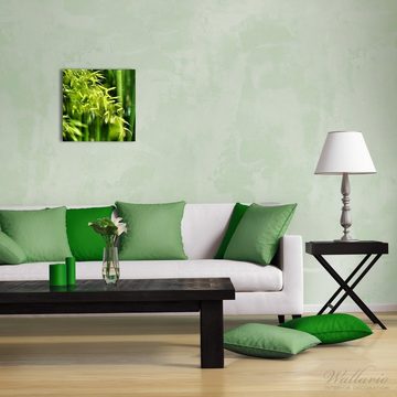 Wallario Glasbild, Bambuswald mit grünen Bambuspflanzen, in verschiedenen Ausführungen
