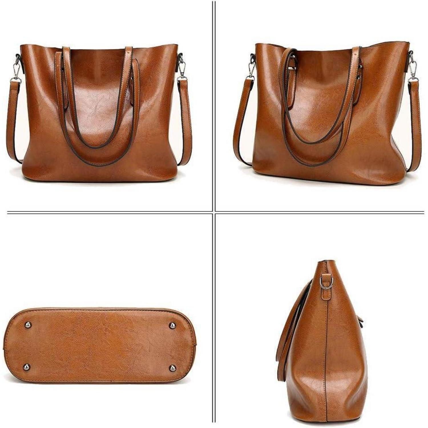 LuxusKollektion Shopper Damen Tote Shopper Schultertasche PU-Leder Schwarz