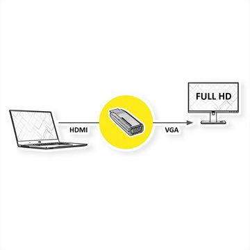 VALUE HDMI-VGA Adapter, HDMI ST / VGA BU Audio- & Video-Adapter HDMI Typ A Männlich (Stecker) zu HD D-Sub 15-polig (HD-15), VGA Weiblich (Buchse)