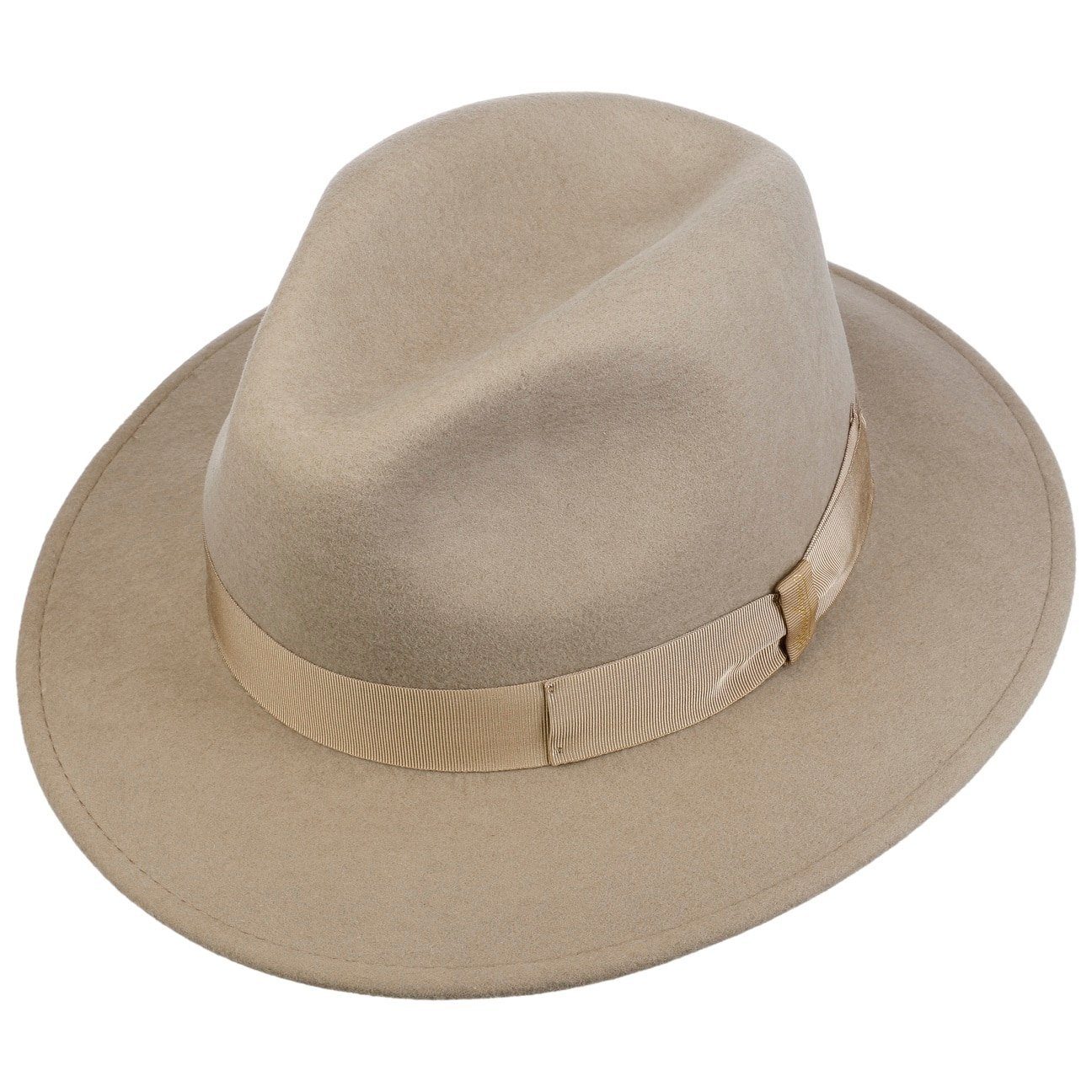 Ripsband, Made mit Borsalino beige (1-St) Filzhut in Wollfilzhut Italy