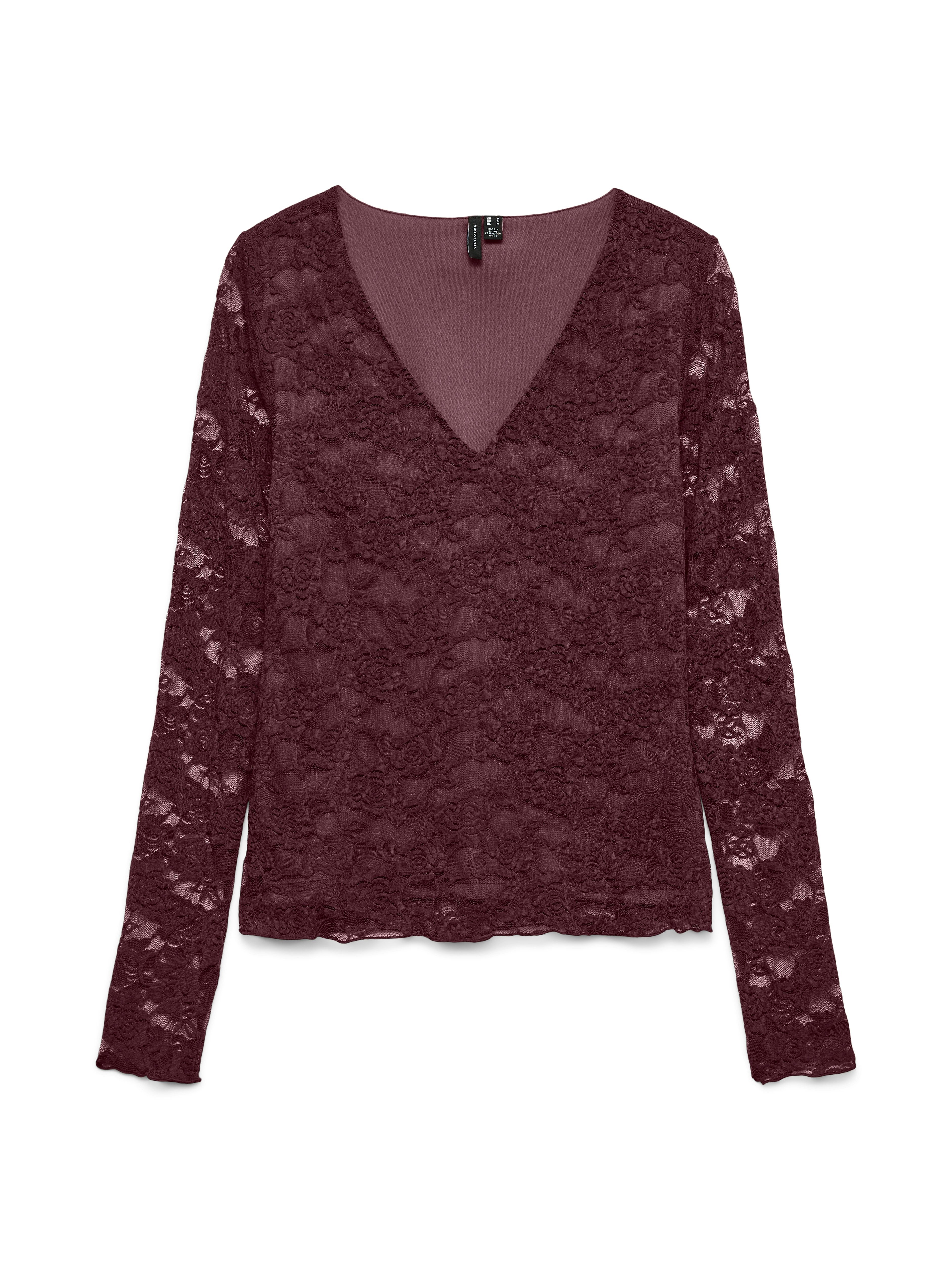 Vero Moda Spitzenshirt VMIBEN LS V-NECK TOP JRS NOOS