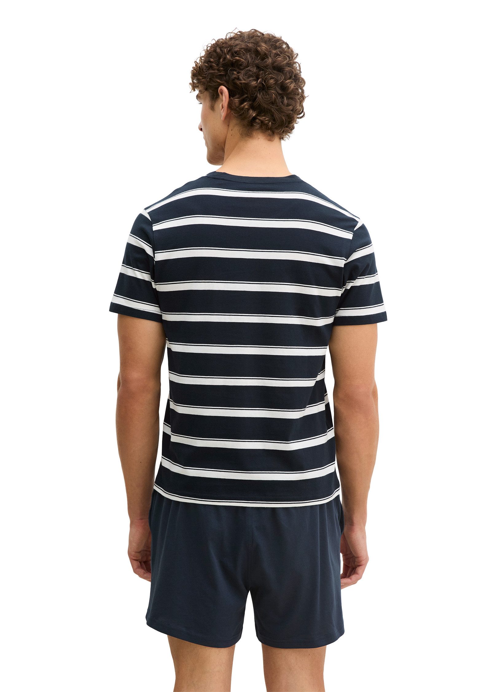 Marc O'Polo Shorty Mix N Match Cotton (2 tlg) mit gestreiftem Oberteil, Rundhalsausschnitt und kurzem Arm