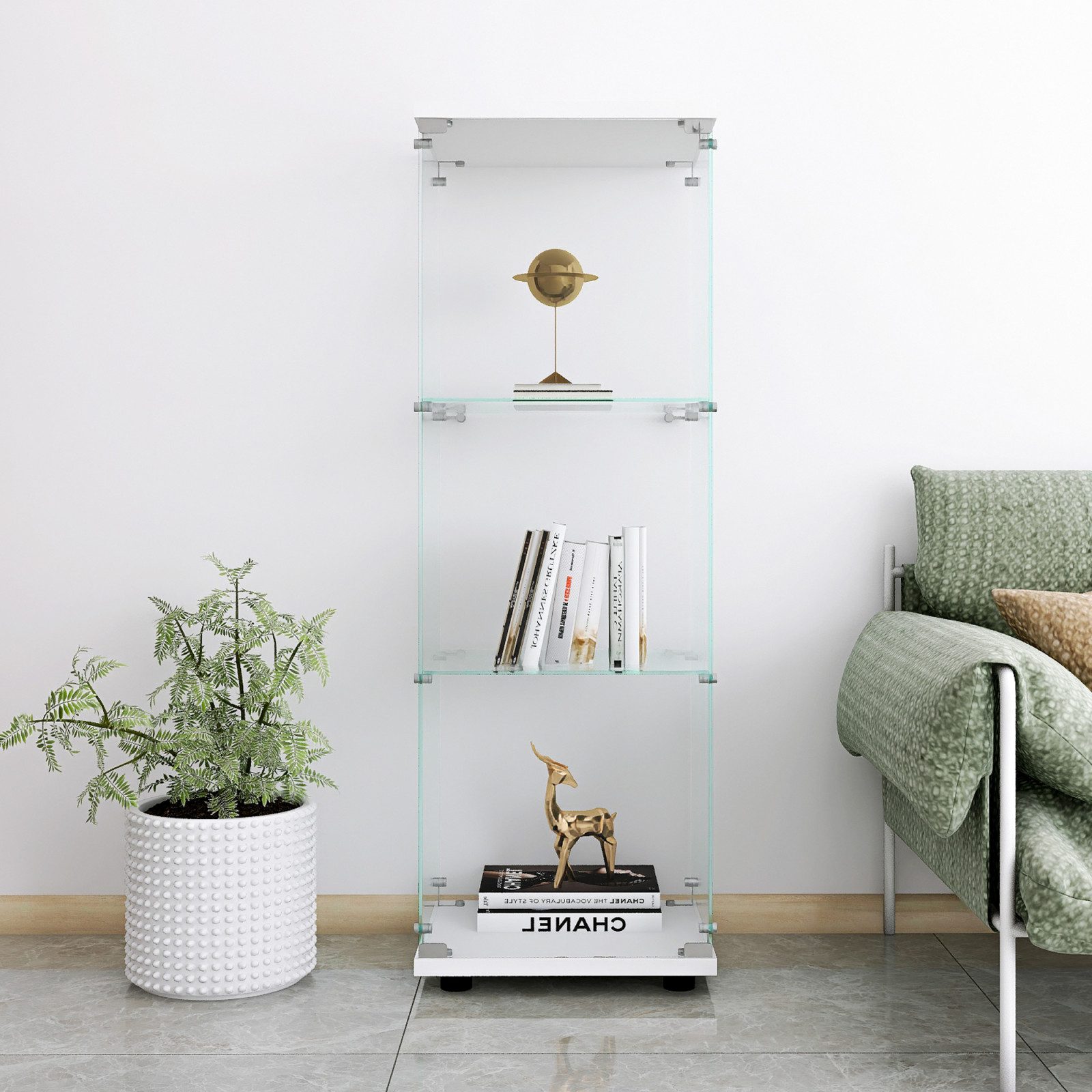 FUROKOY Glasvitrine Standvitrine, Modern Glas Vitrinenschrank günstig online kaufen
