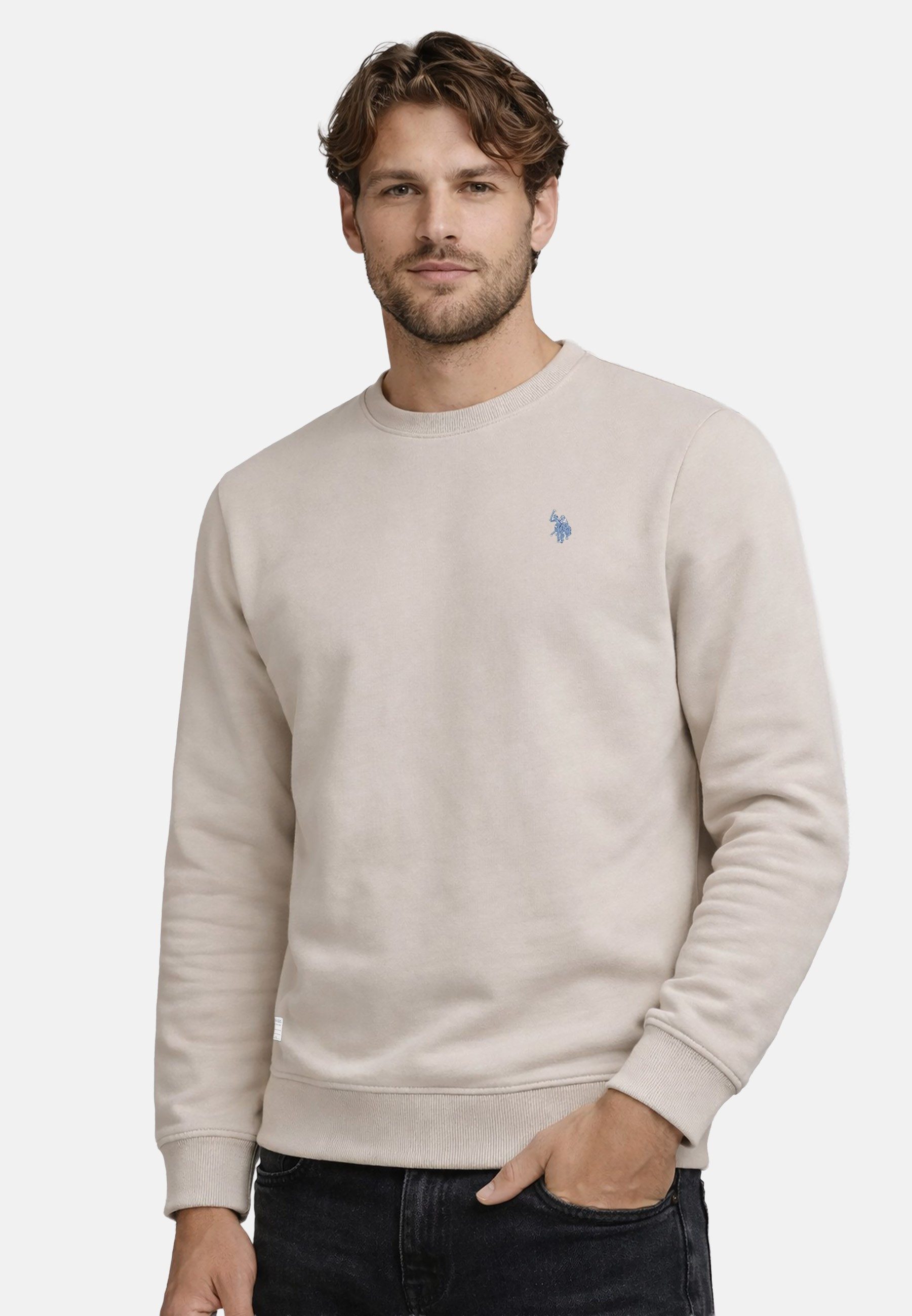 U.S. Polo Assn. Sweatshirt USRexx Herren Pullover mit Rundhalsausschnitt aus Baumwolle Klassisches Sweatshirt mit Rippbündchen und Logostickerei