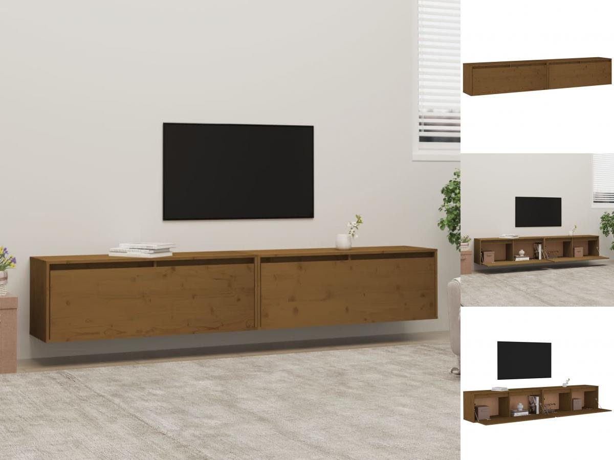 Regal vidaXL Kiefer Honigbraun Schränkch Massivholz cm Stk 100x30x35 Wandschränke 2