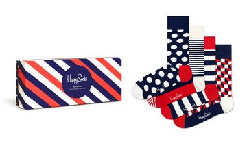 Happy Socks Socken 4-Pack Classic Navy Socks Gift Set (Packung, 4-Paar) Dots & Stripes