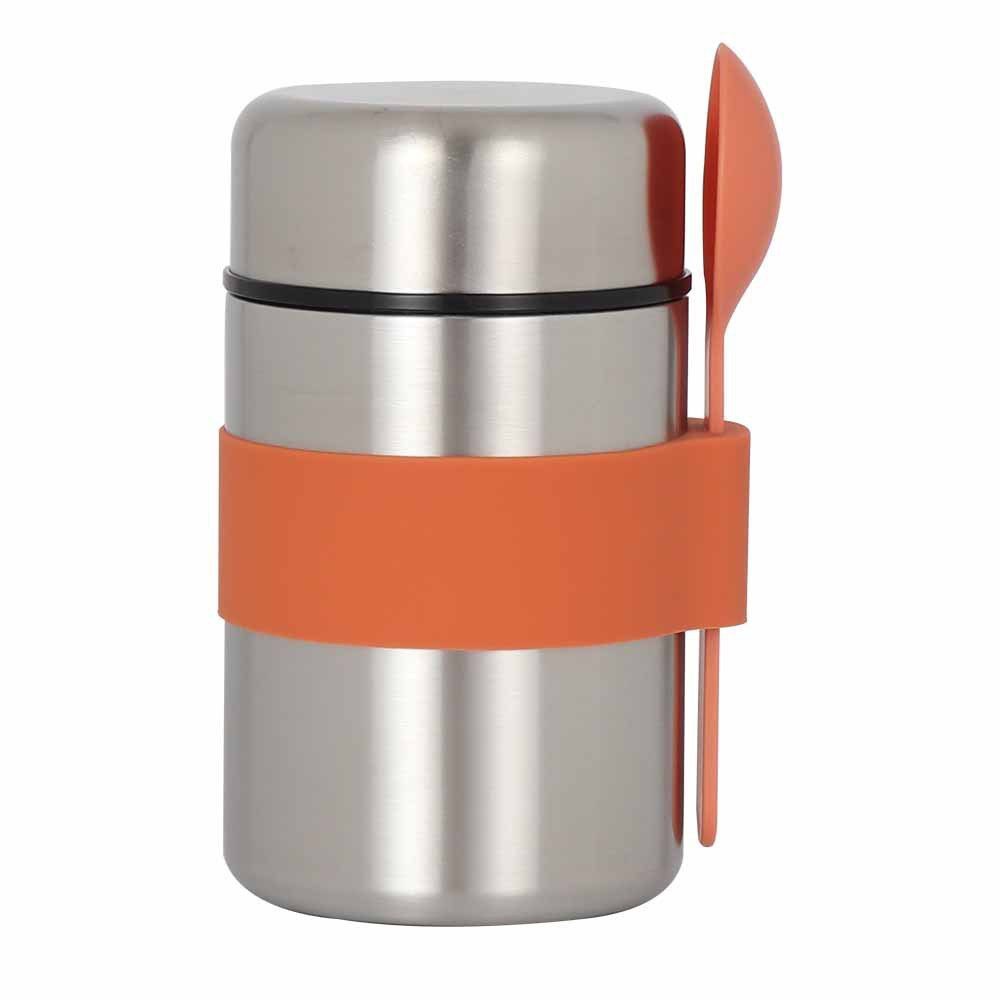 AURIVION Thermobehälter Thermobehälter Edelstahl 400ml mit Löffel für warmes Essen, Edelstahl, (Set, 2-tlg., Lunchbox Thermobehälter aus Edelstahl für Arbeit & Reisen), Warmhaltebehälter für Suppe & Mahlzeiten aus Edelstahl