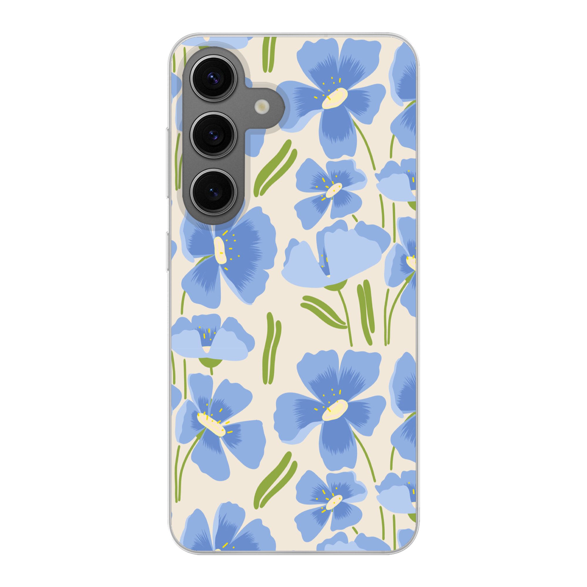 Handyhülle für Samsung Galaxy S24 Blume - Blau - Muster