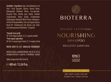 BIOTERRA Haarshampoo Bio Nährendes Shampoo 400ml für sprödes geschädigtes Haar mit Arganöl, 1-tlg., Olivenöl, Sheabutter, Arganöl, Aloe Vera