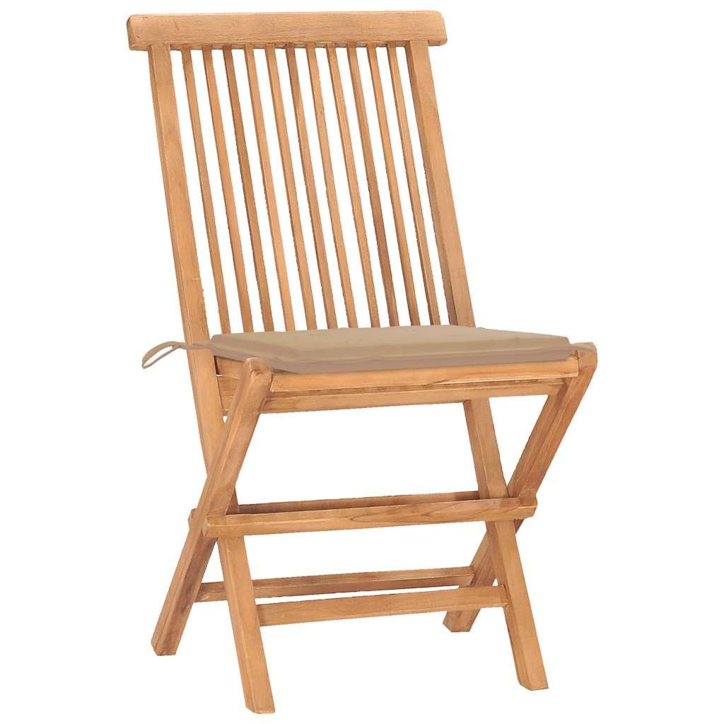 furnicato Garten-Essgruppe Naturholz mit Kissen Beige, Tisch 50x50 cm, (1-tlg)