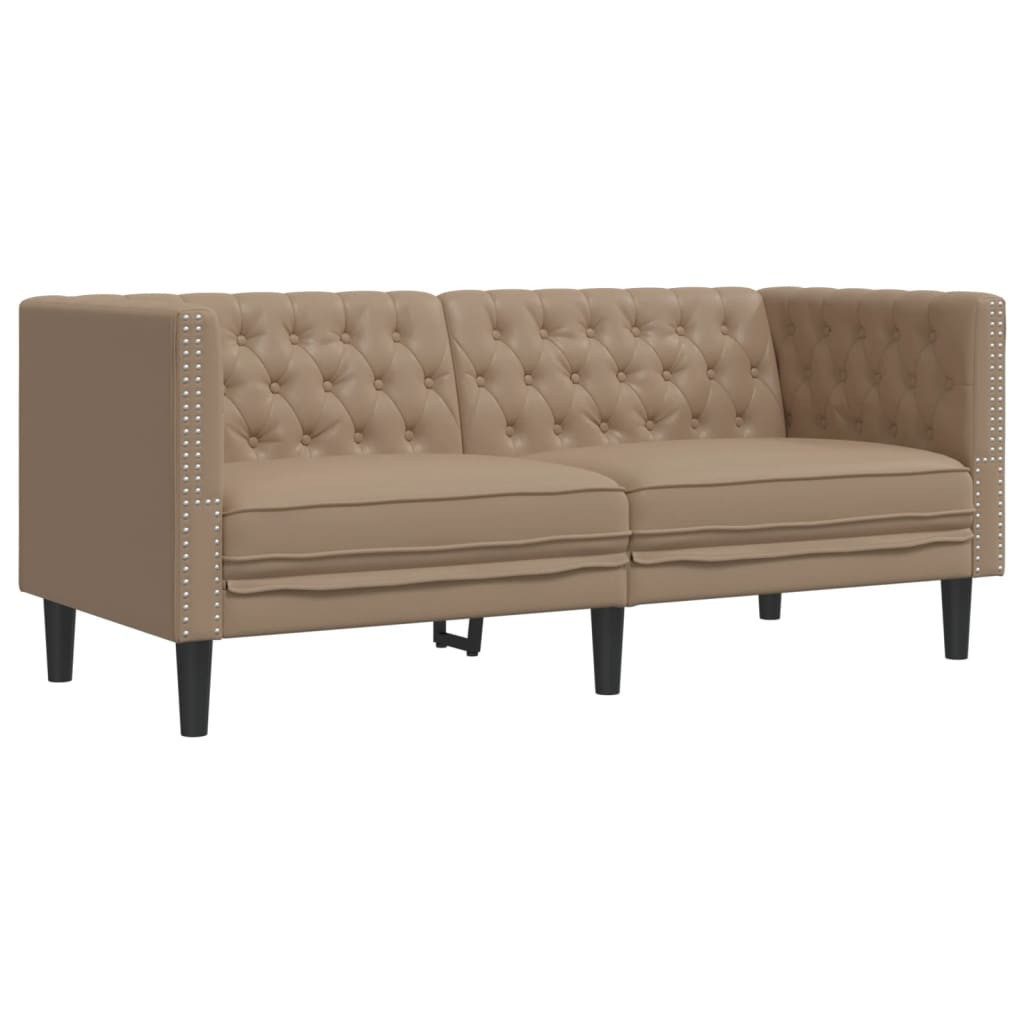 vidaXL Sofa Chesterfield-Sofa 2-Sitzer Cappuccino Kunstleder günstig online kaufen