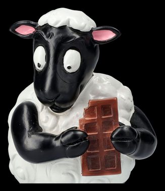 Figuren Shop GmbH Tierfigur Lustige Schaf Figur - Schokolade auf der Waage Spaßige Tierfigur Deko