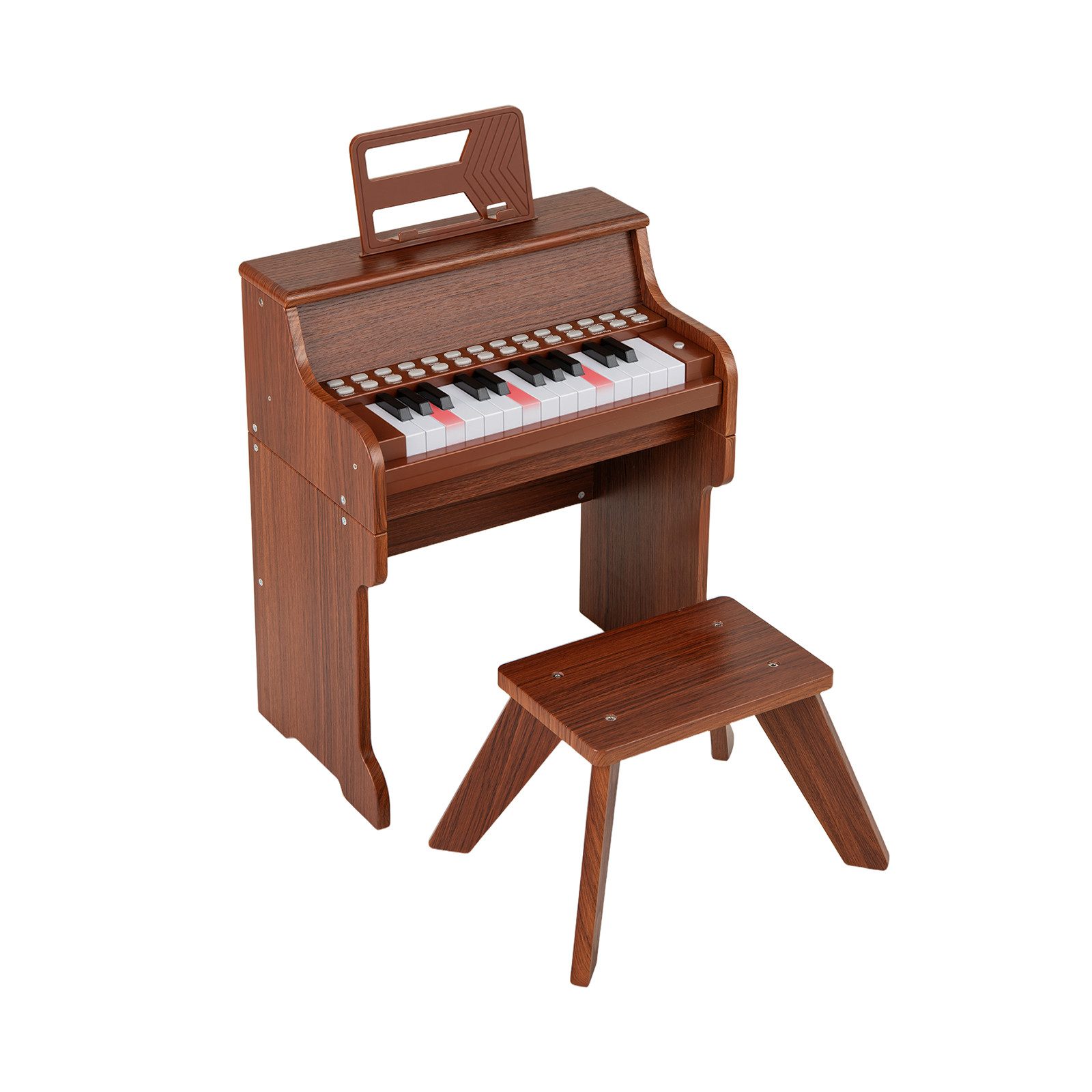 COSTWAY Spielzeug-Musikinstrument, 25-Tasten-Kinderklavier mit Hocker & Notenhalter