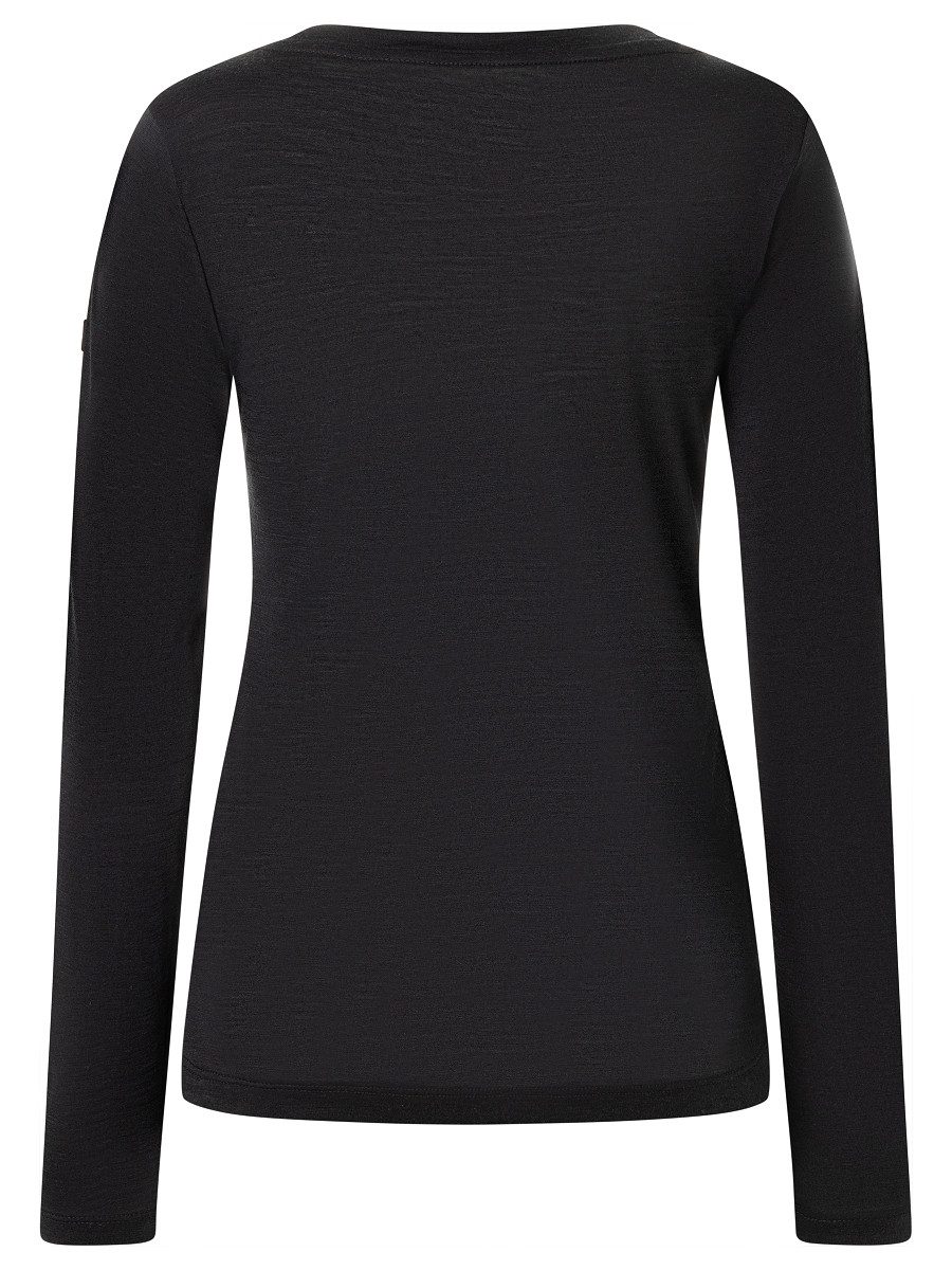 SUPER.NATURAL Langarmshirt für Damen, Merino W FREE SKI TICKETS LS mit Ski-Motiv, atmungsaktiv