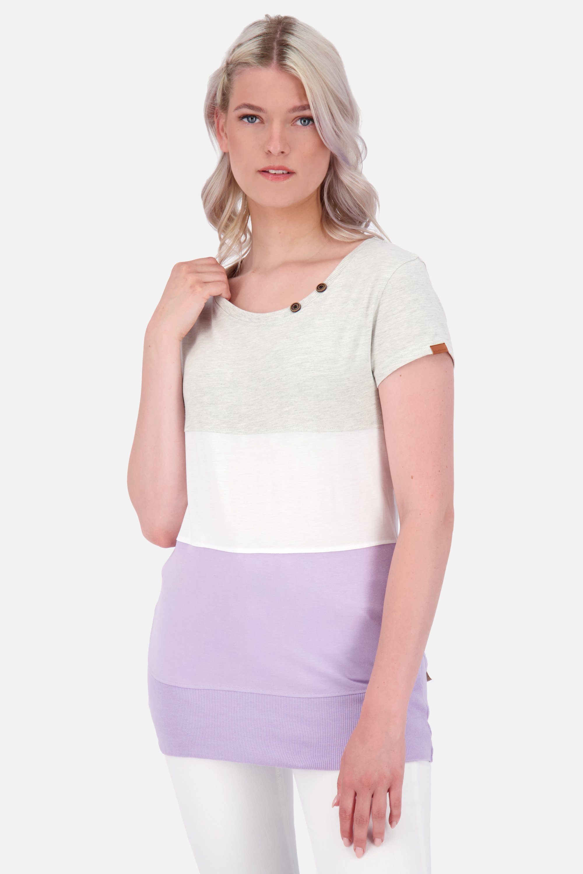 A Rundhalsshirt CoriAK Damen Shirt Kickin lavender Kurzarmshirt, Alife melange digital Shirt &