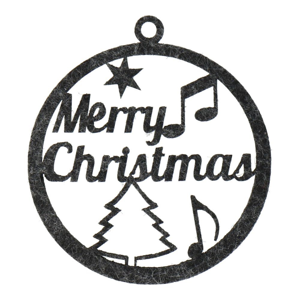 mugesh Weihnachtsbaumkugel Weihnachtskugel Filz "Merry Christmas" dunkelgrau, für Musiker