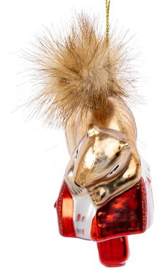 SIKORA Christbaumschmuck BS621 Eichhörnchen auf Postbox Glas Ornament Weihnachtsbaum Anhänger