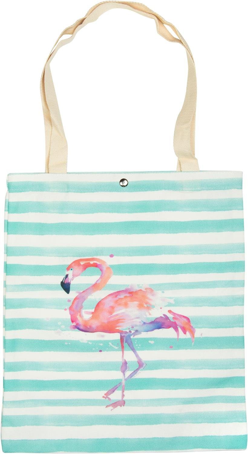 styleBREAKER Tragetasche (1-tlg), Einkaufstasche mit Streifen und Flamingo | Tragetaschen