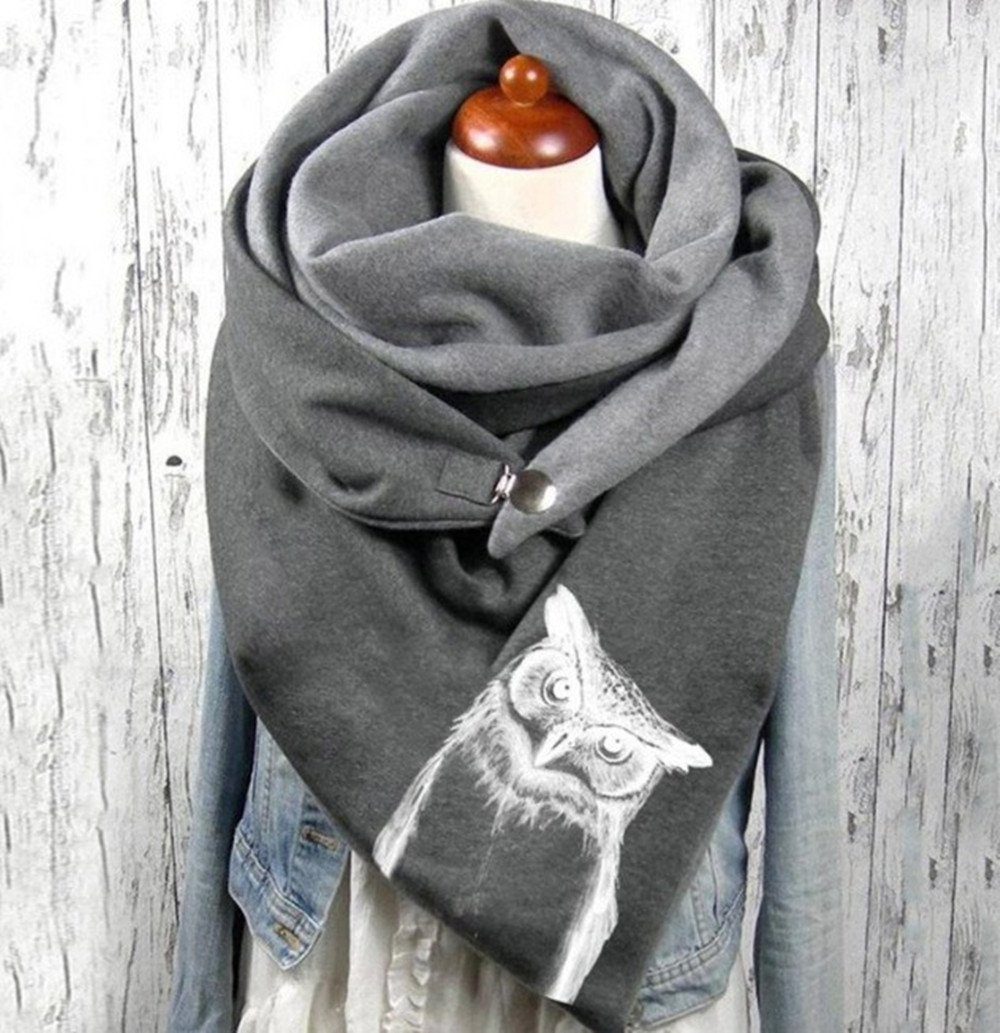 XDeer Modeschal Damen Шали Warmer Dreieckschal weicher Winterschal Herbstschal, Mode Drucken Halstuch Scarf Poncho Cape mit Knopf Soft Wrap