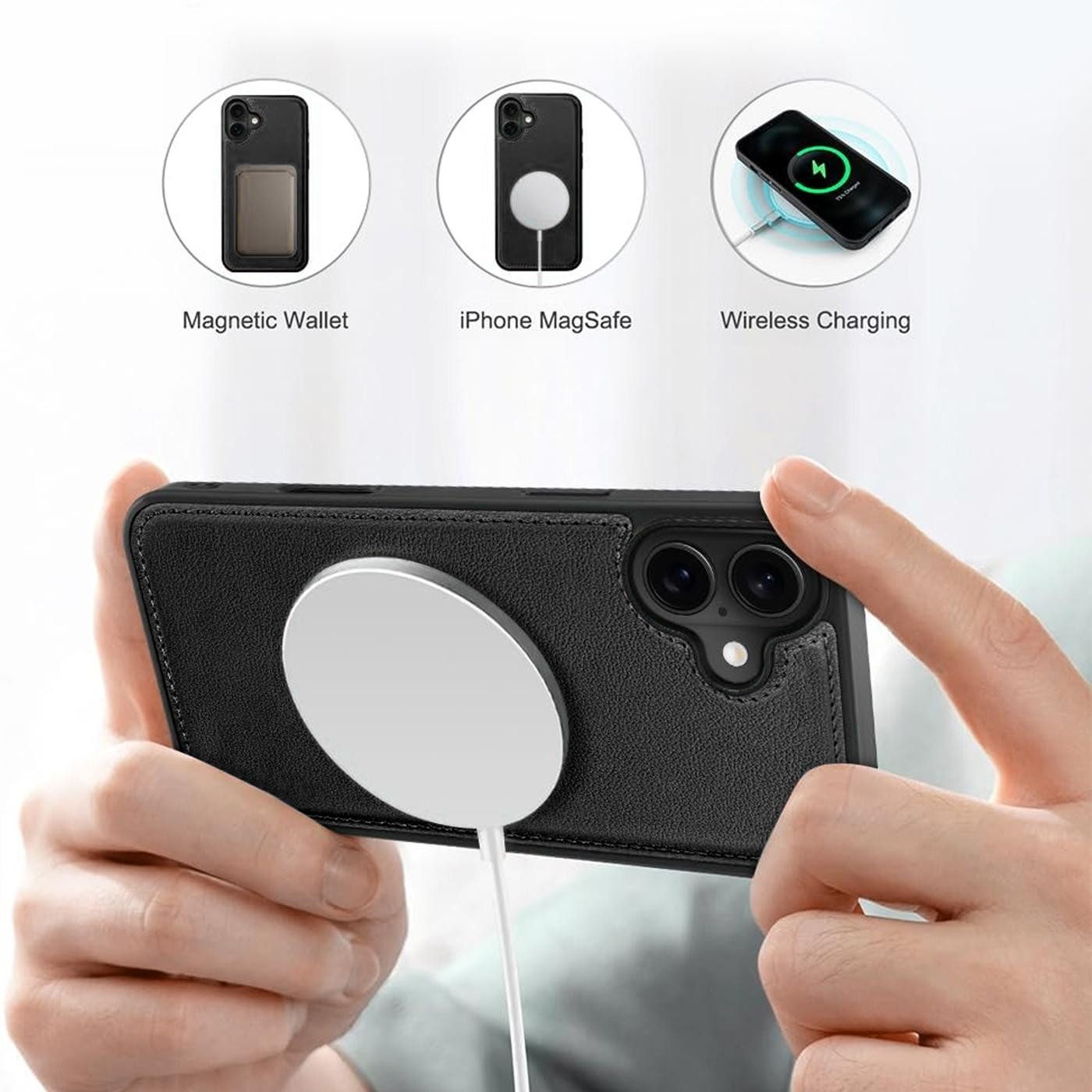 CoolGadget Handyhülle Magnet Book Case für Apple iPhone 17 Hülle + Klapphülle 6,3 Zoll, 2in1 abnehmbare magnetische RFID Schutzhülle Kartenfach Fotofenster – Bild 5 von 5
