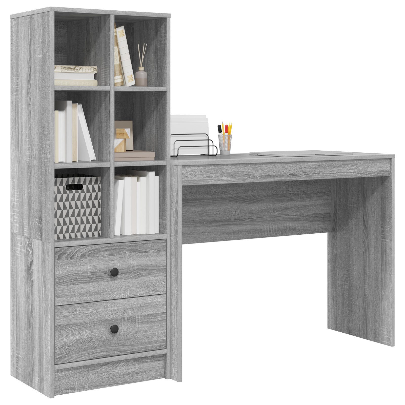 vidaXL Sideboard Schreibtisch mit Stauraum Grau günstig online kaufen