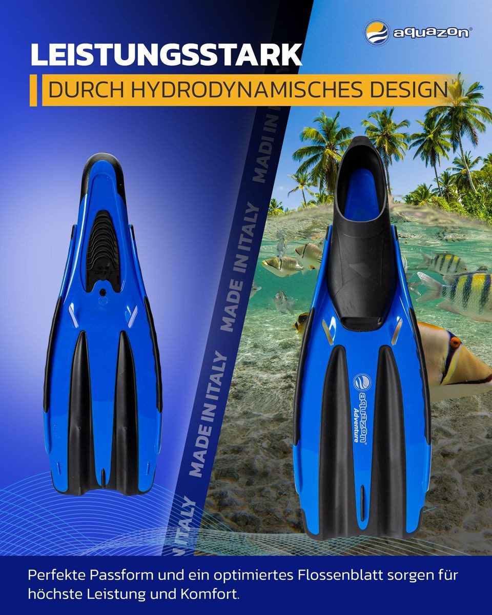 AQUAZON Flosse ADVENTURE PRO Schnorchelflossen, Taucherflossen für Erwachsene