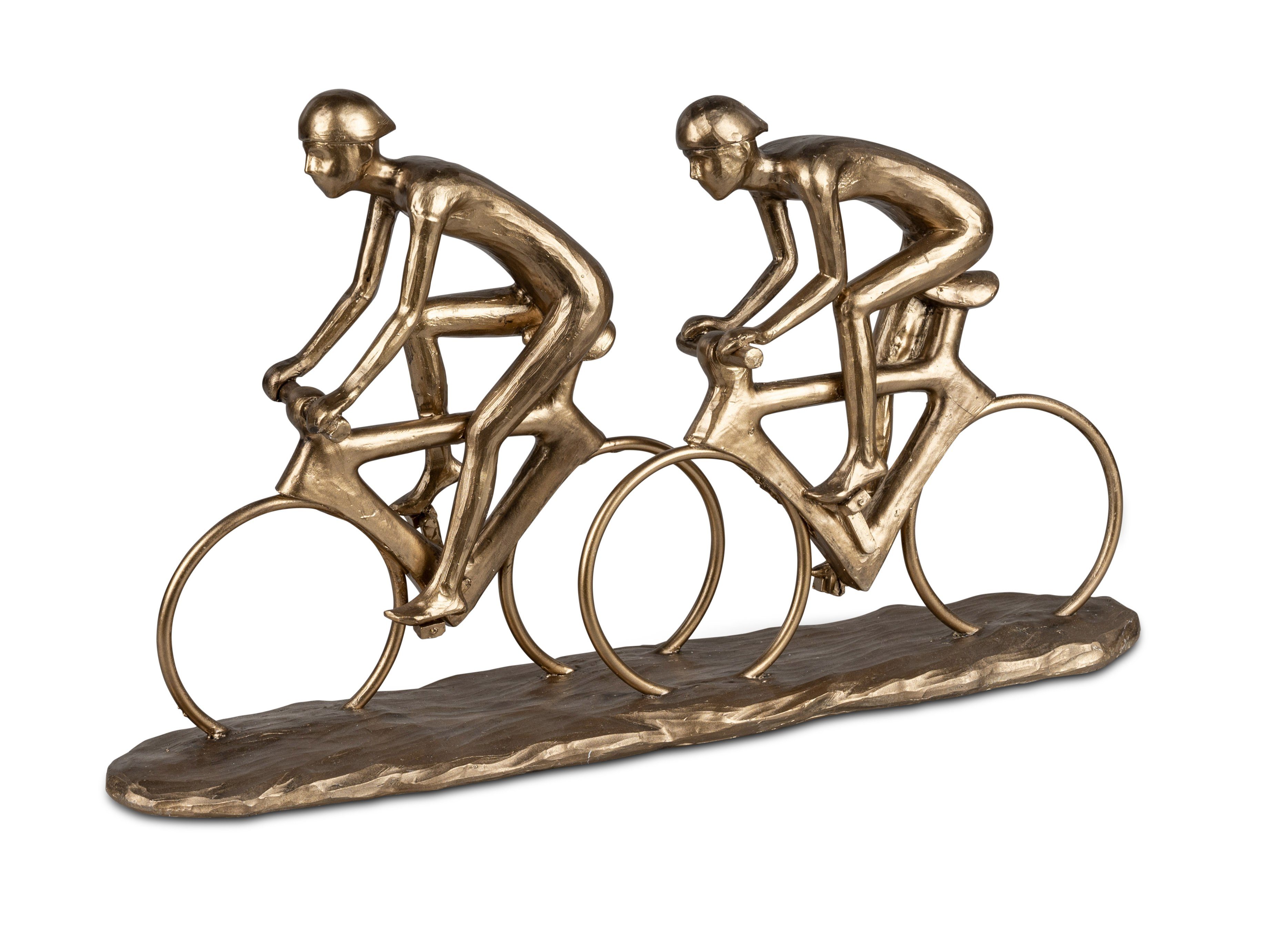 formano Dekofigur Radfahrer 43 cm x 25 cm in antik-gold aus Kunststein gefertigt, Hochzeit