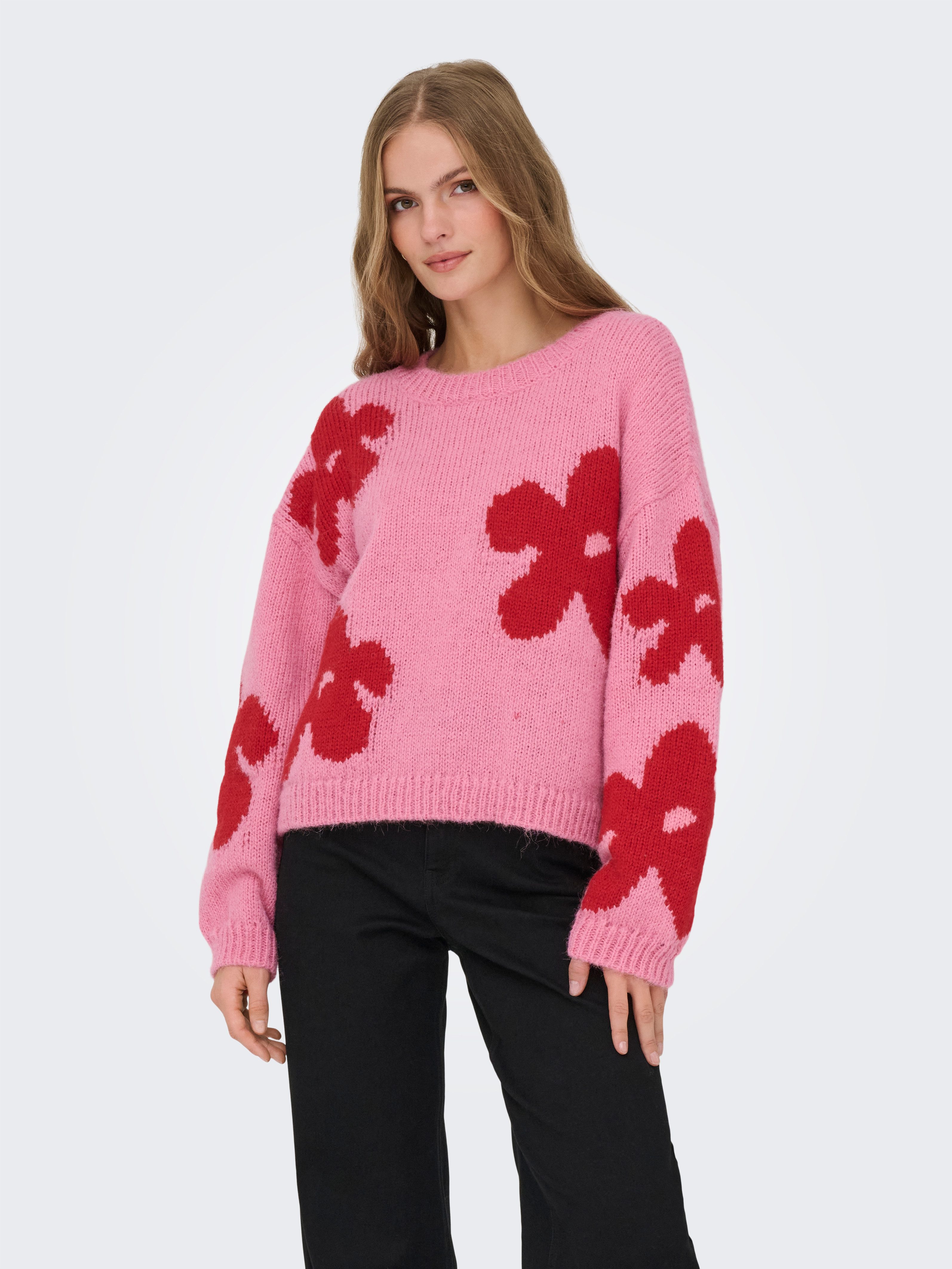 ONLY Strickpullover ONLBOOTLE LIFE LS FLOWER günstig online kaufen