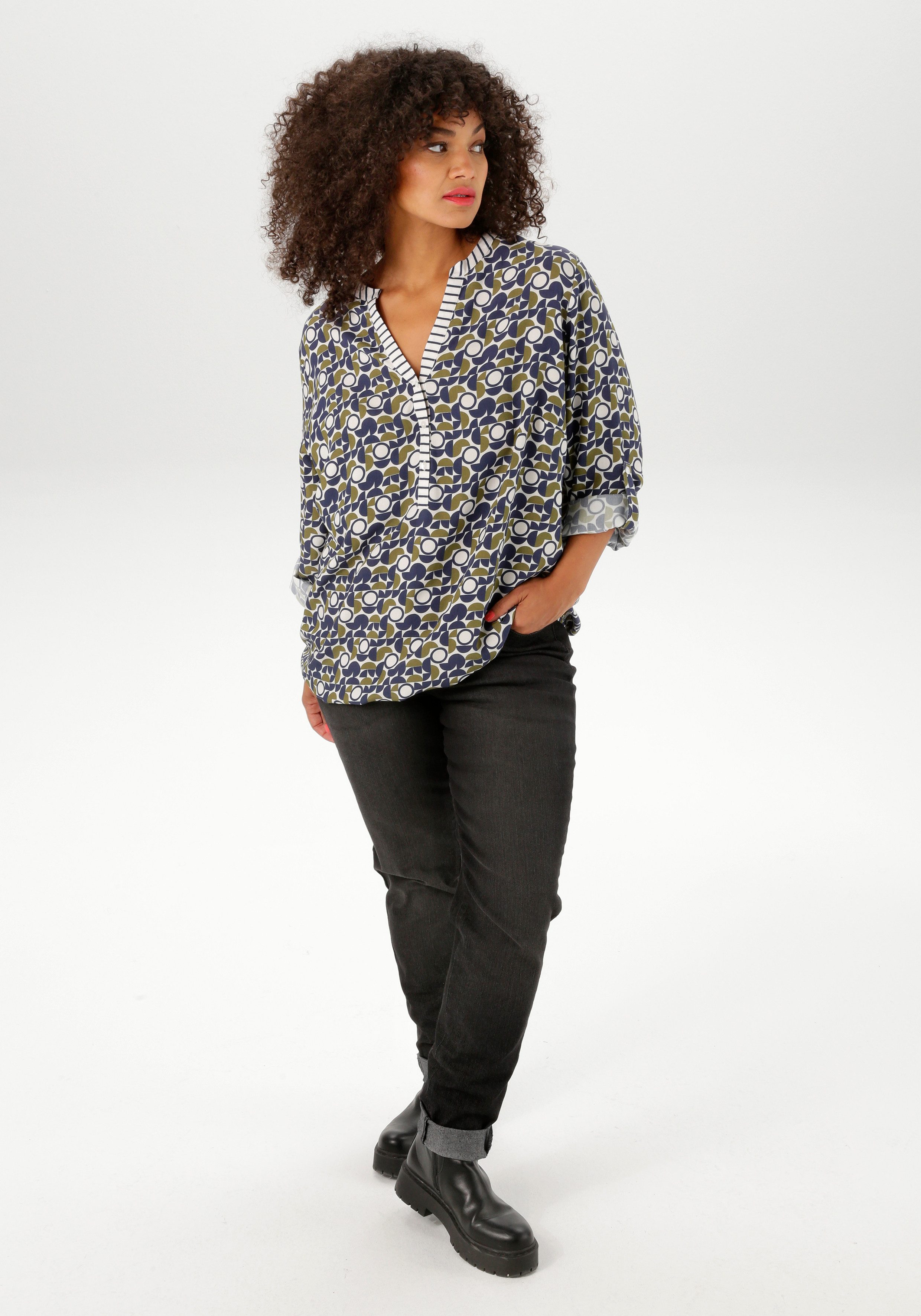 Aniston PLUS Schlupfbluse In trendigem Alloverdruck günstig online kaufen